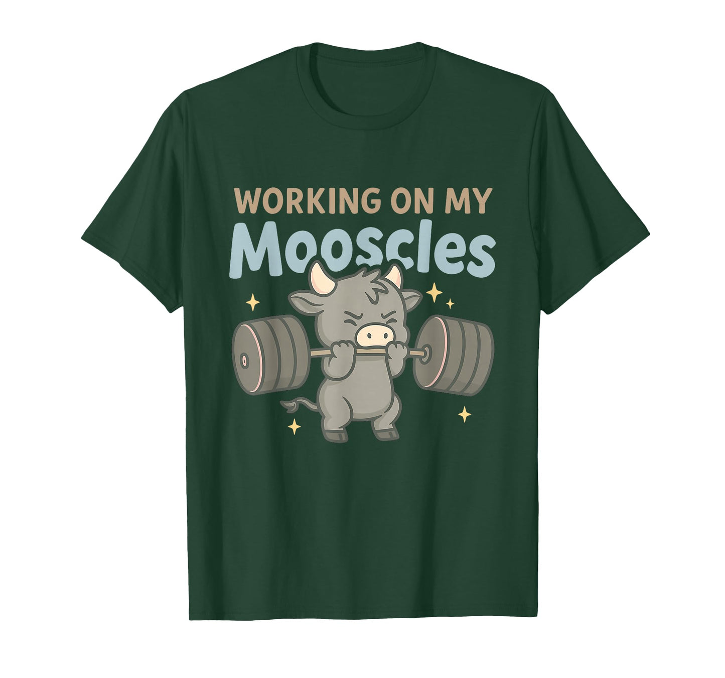 Working On My Mooscles Moo Muscles Workout Design T-Shirt