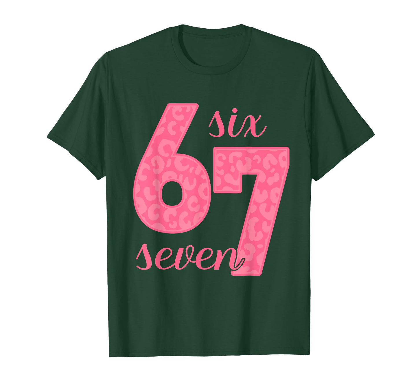 Six Seven Meme 6-7 Number Leopard Pink Gen Z Gen Alpha T-Shirt