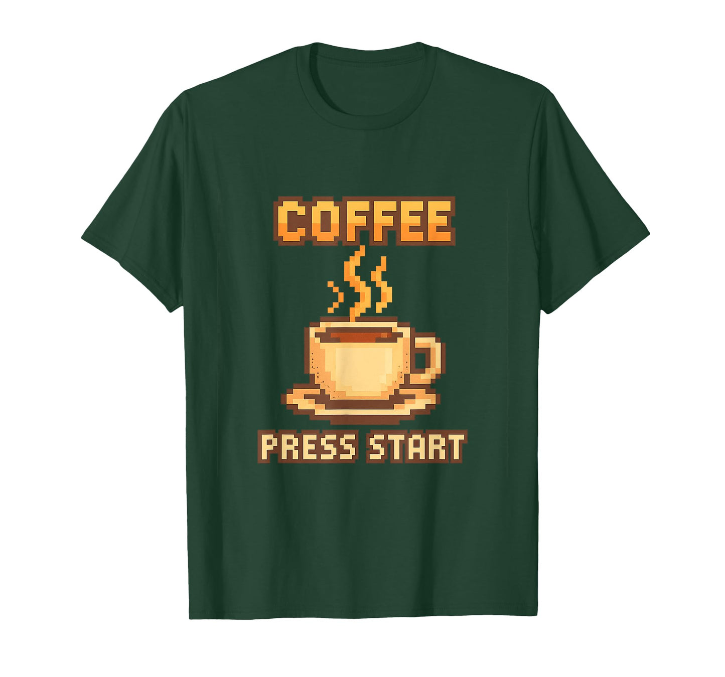 Coffee Press Start – Retro Gaming 8-Bit Pixel Art Design T-Shirt