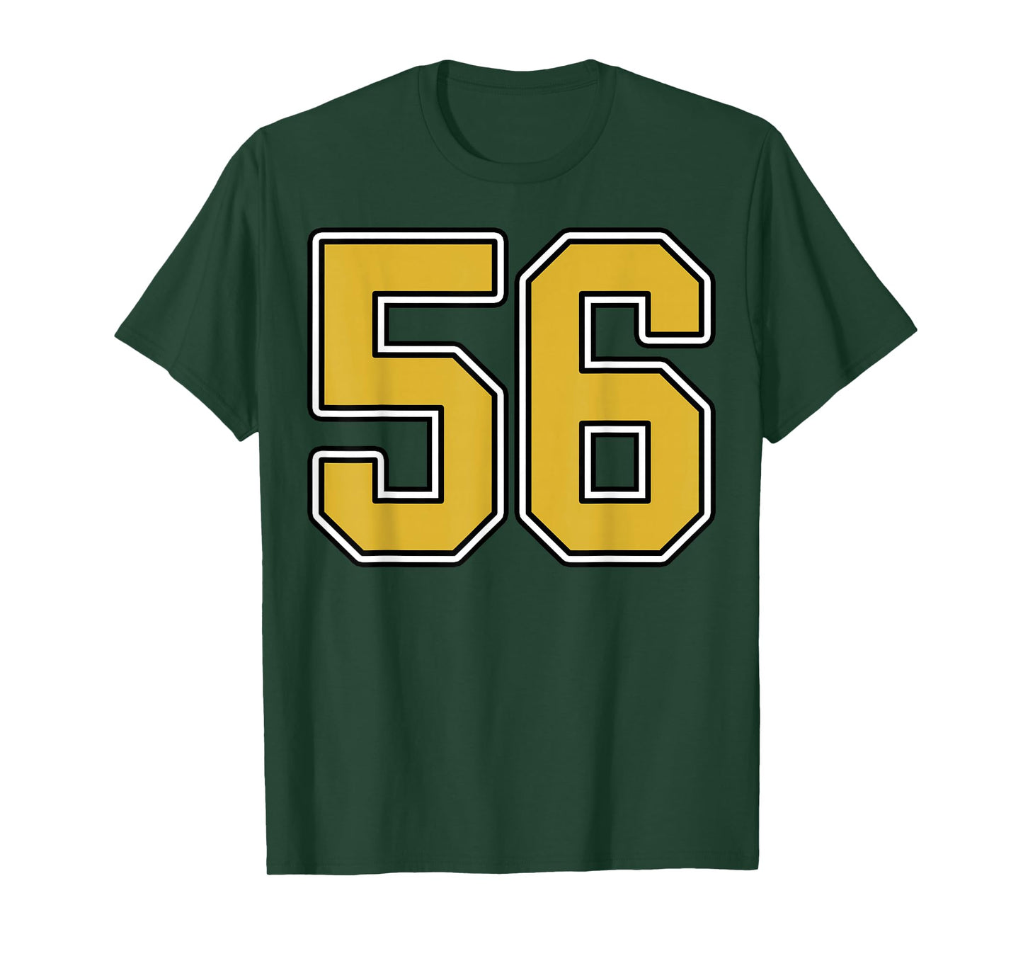 Old Gold Black White Sports Number 56 Jersey Uniform Player T-Shirt