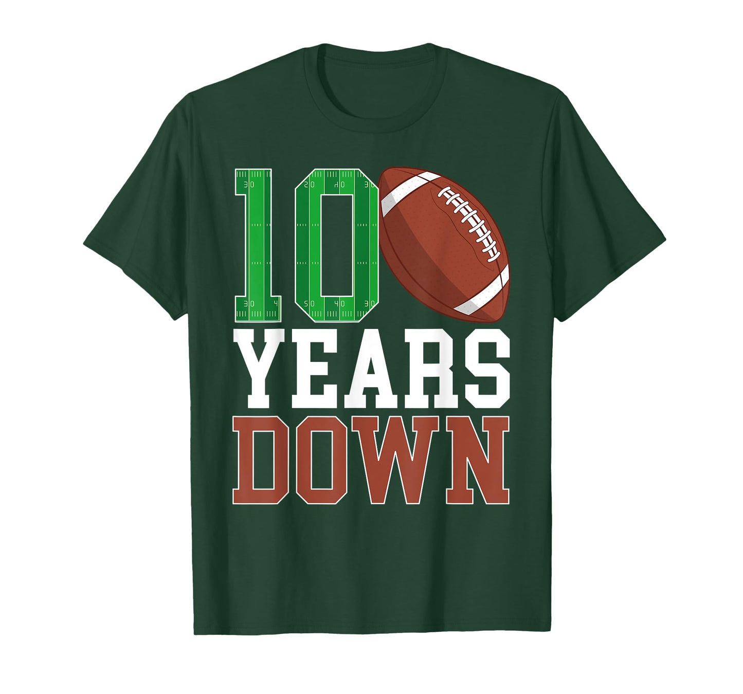 10th Birthday Football Ten Year Old Football Player T-Shirt