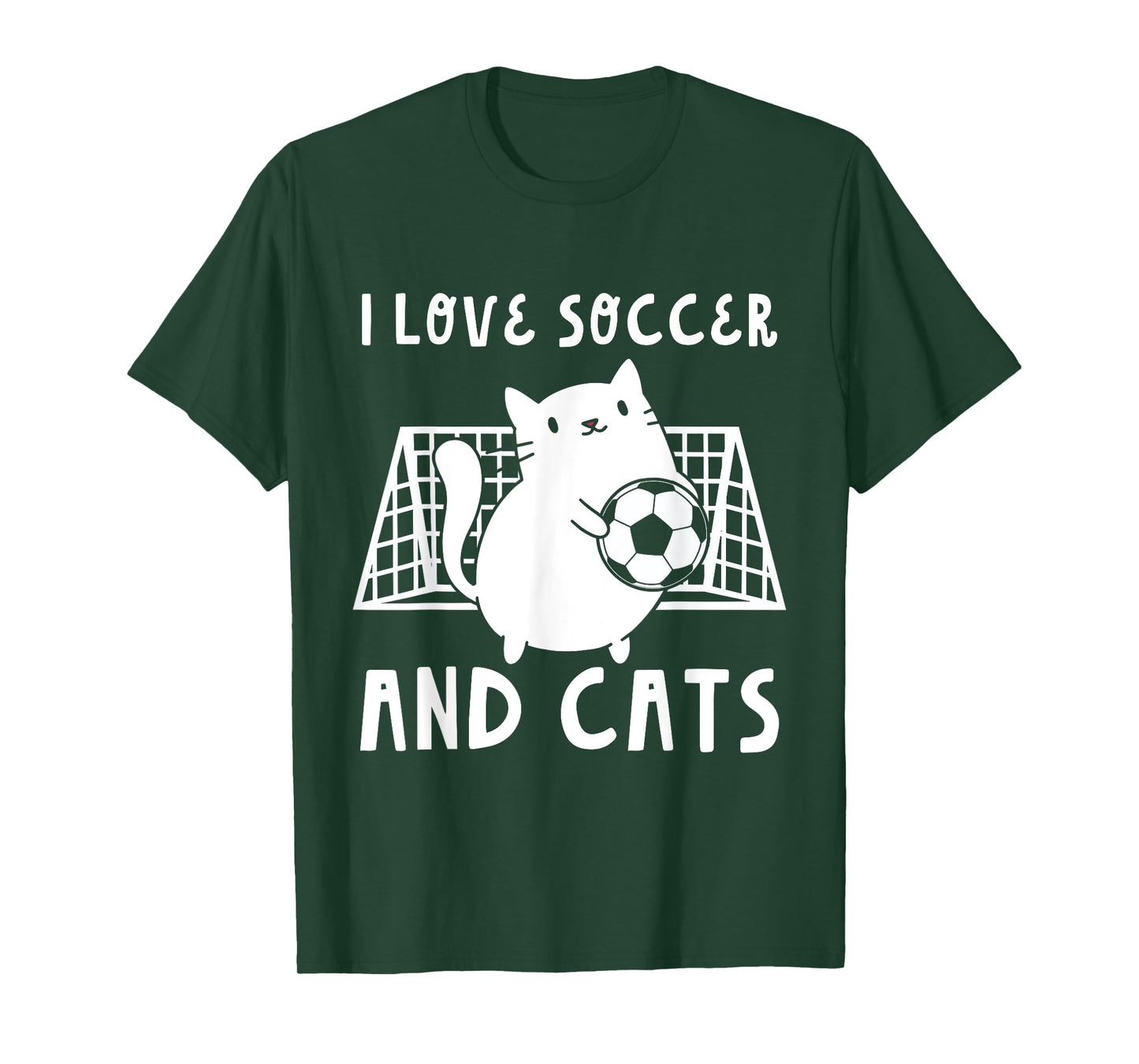 Cute I Love Soccer And Cats Funny Soccer Goalie Goalkeeper T-Shirt