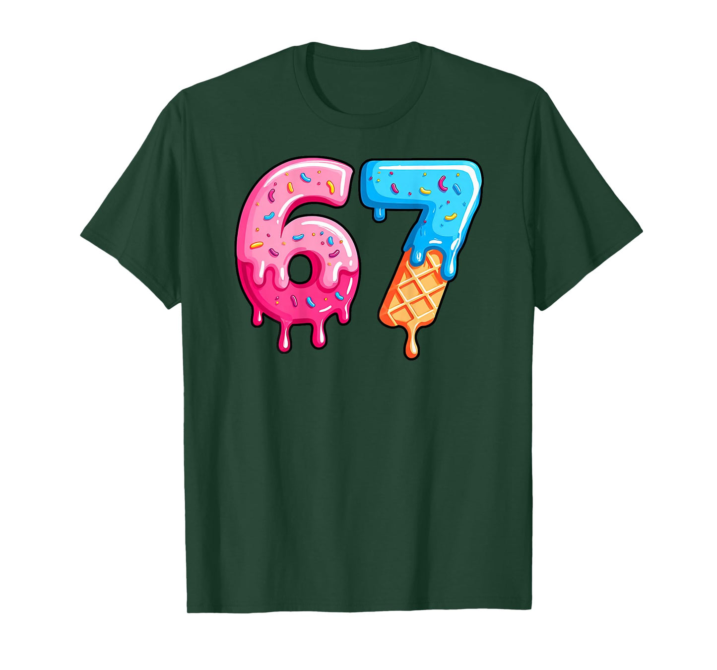 Six Seven Ice Cream Drip Cool Meme 67 Funny Number (on Back) T-Shirt