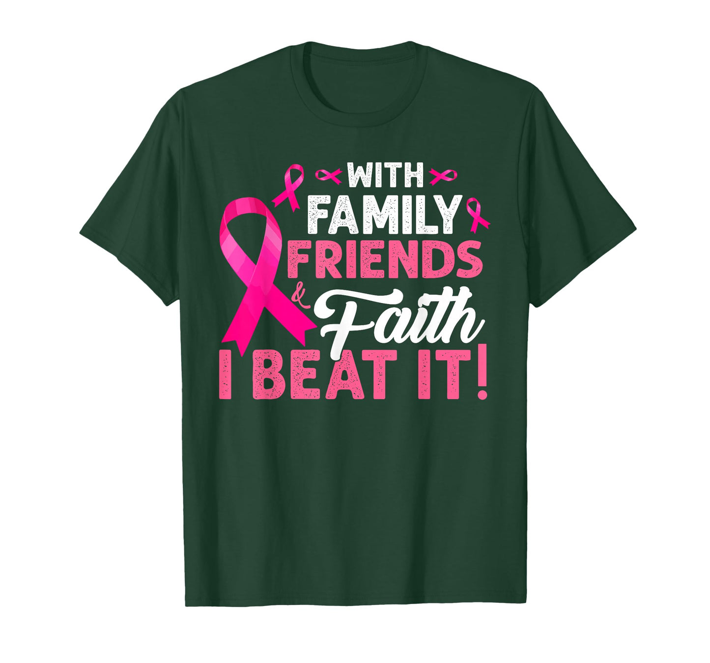 I Beat Breast Cancer Pink Ribbon Breast Cancer Survivor T-Shirt