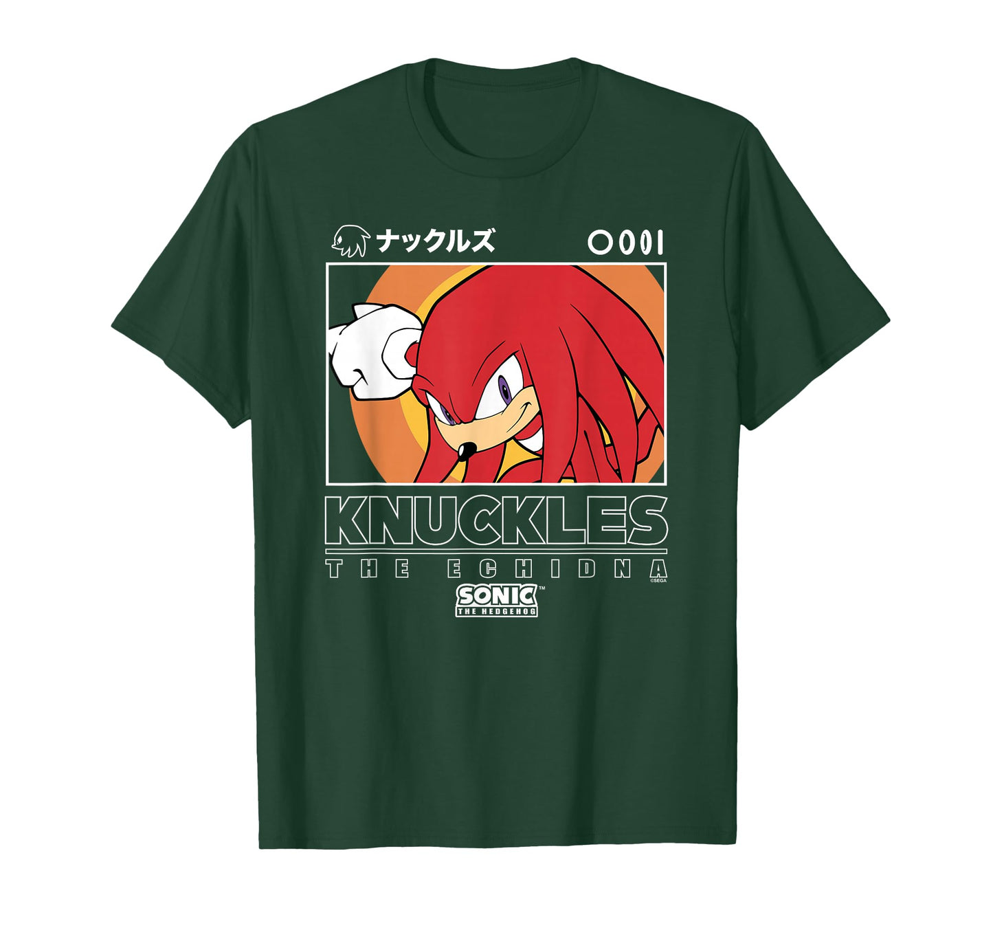 Sonic The Hedgehog Knuckles Iconic Kanji Chest Big Portrait T-Shirt