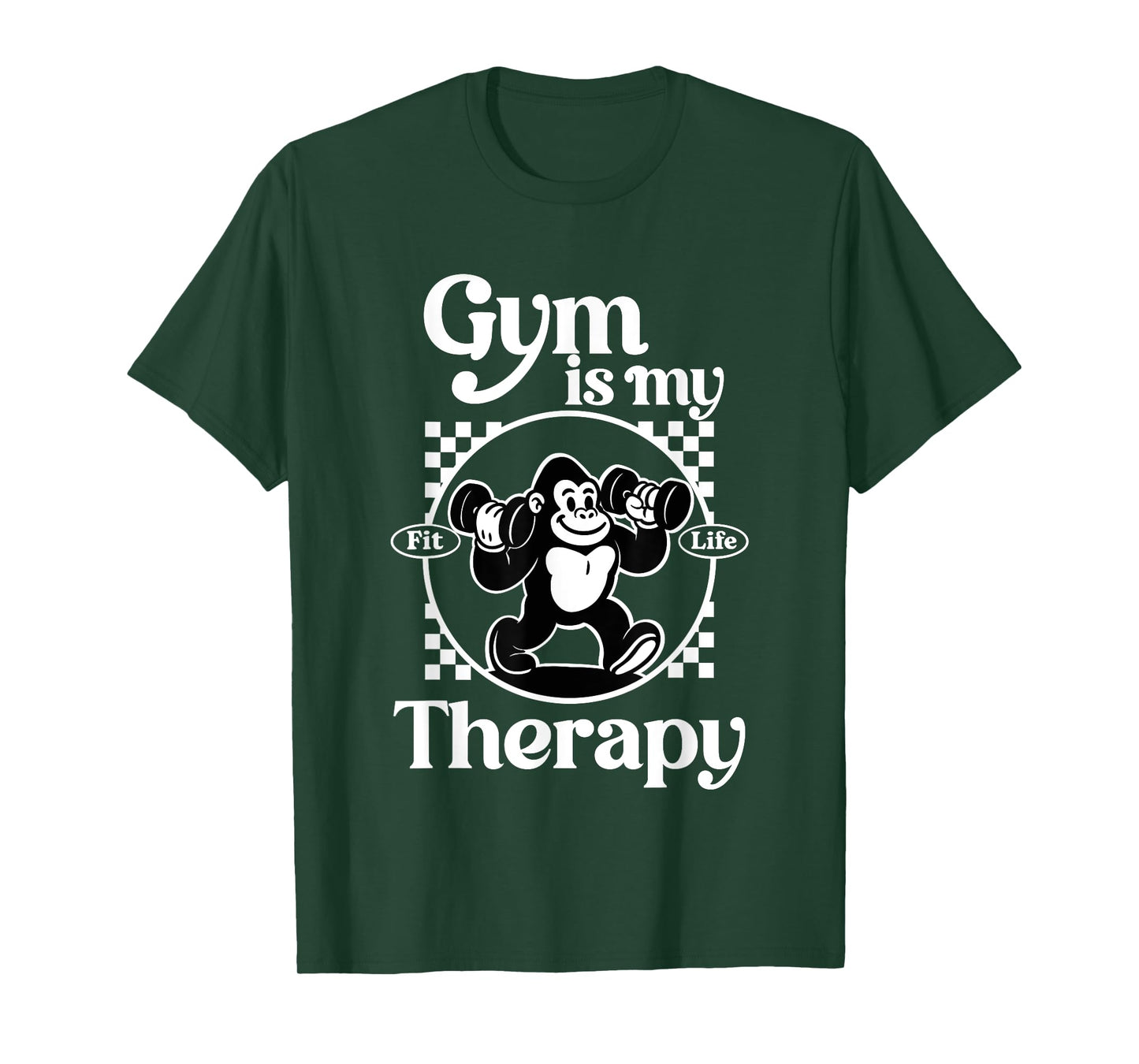 Gym Is My Therapy Gorilla Workouts Gym Quotes Retro Fitness T-Shirt