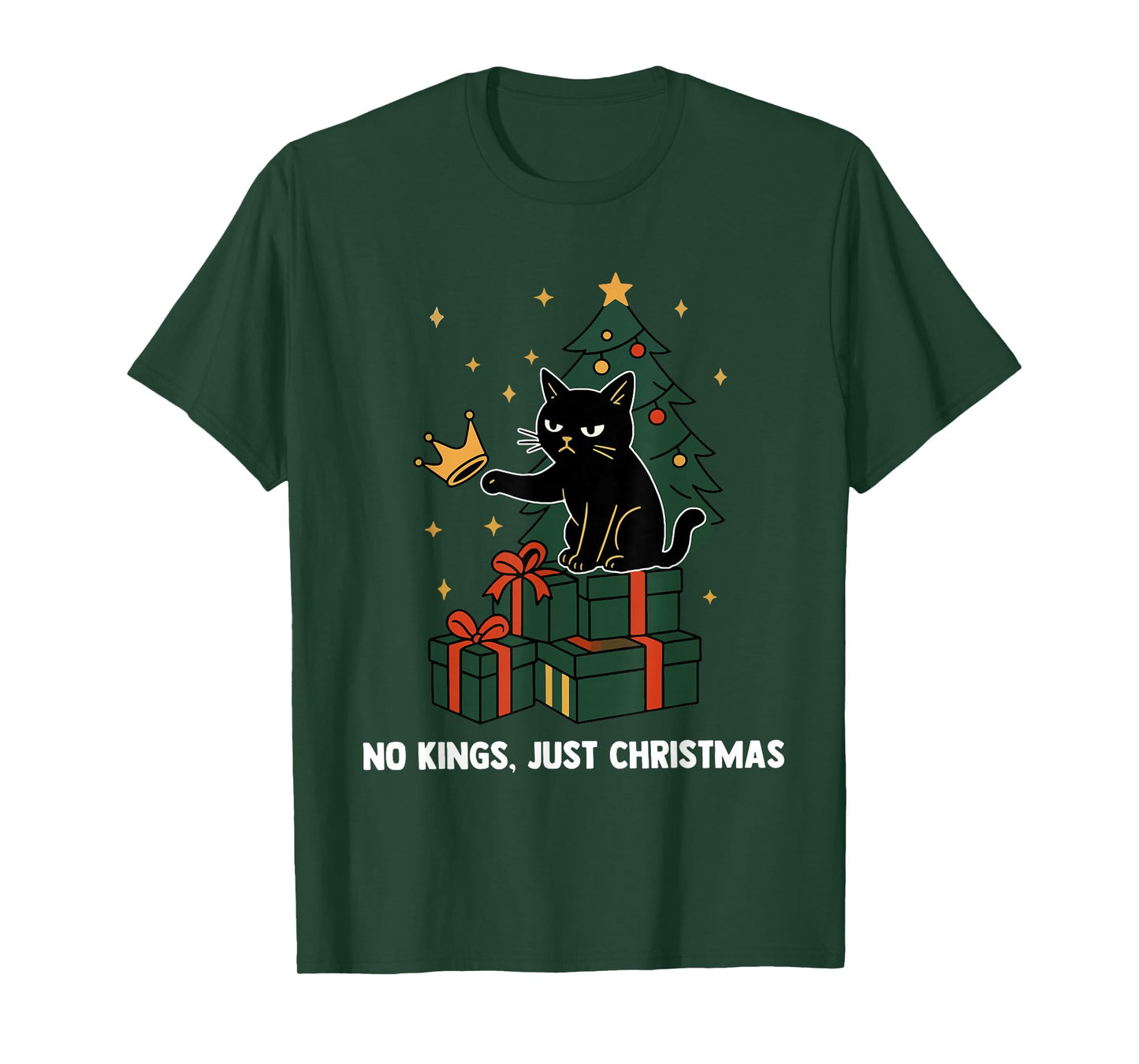 We The People No Kings Just Christmas Funny Cat T-Shirt
