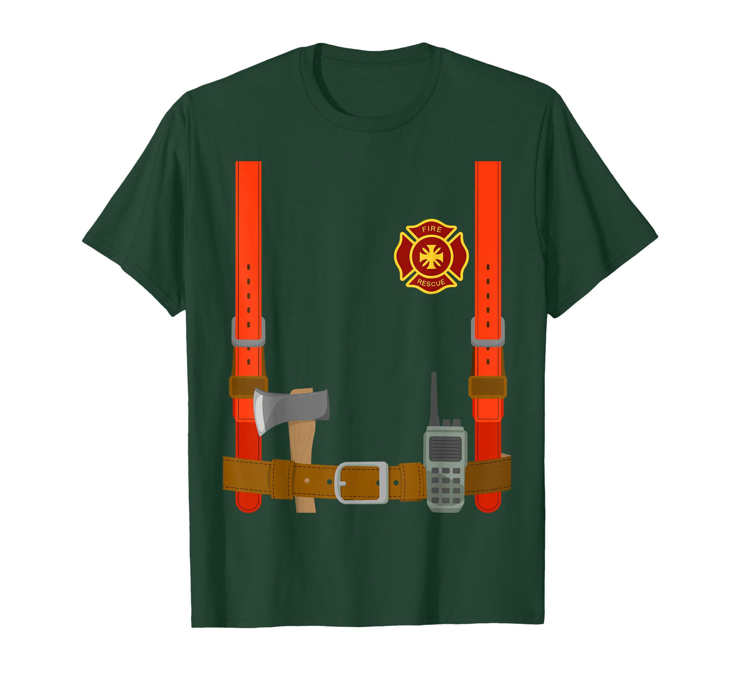 Firefighter Costume Halloween Fireman Uniform T-Shirt