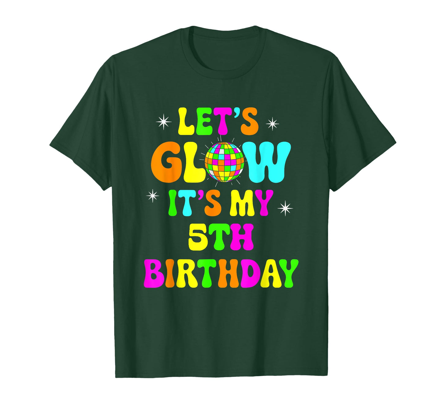 Lets Crazy It's My 5th Birthday Party Glowing 80s Group Team T-Shirt