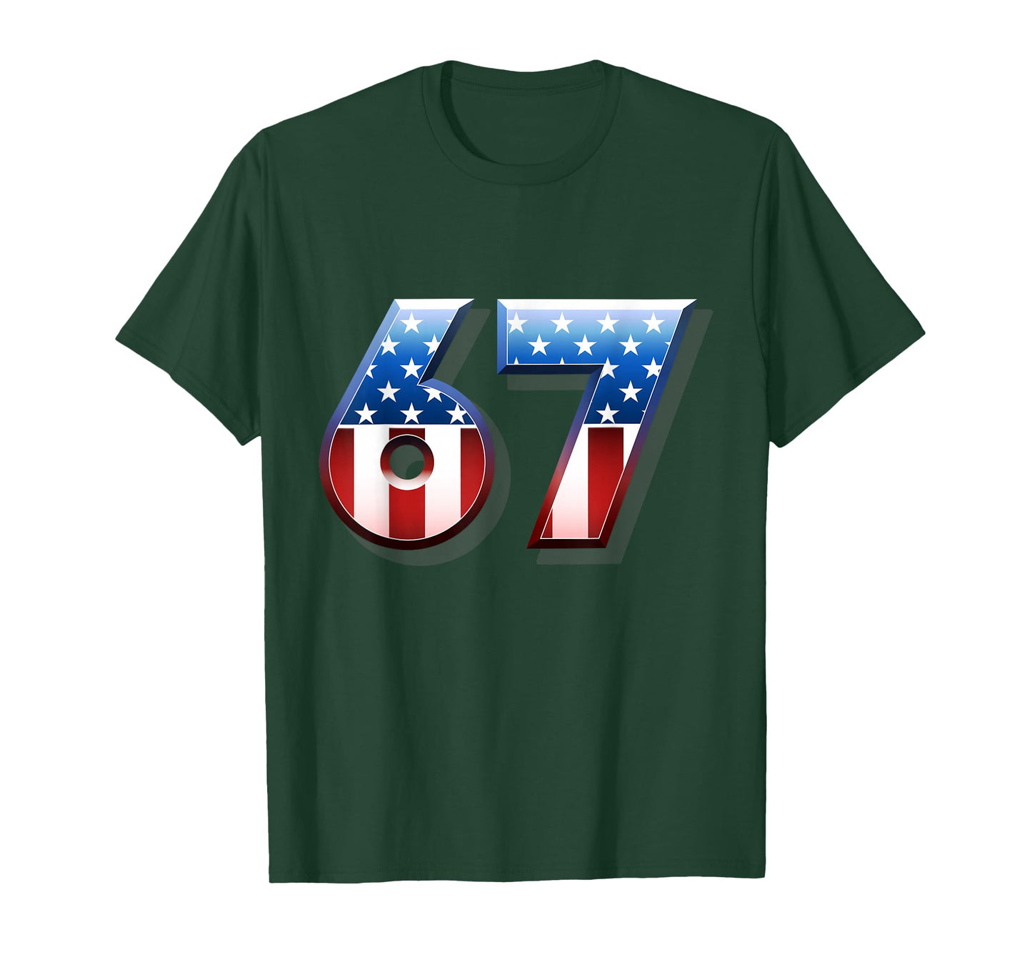 USA Flag 67 Meme Six Seven Slang 67th Birthday Adult Kids T-Shirt