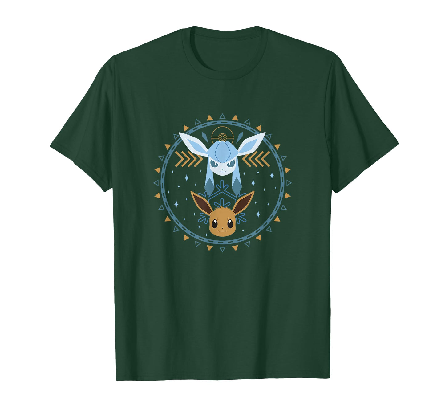 Pokémon Eevee & Glaceon Winter Themed Circle Portrait T-Shirt