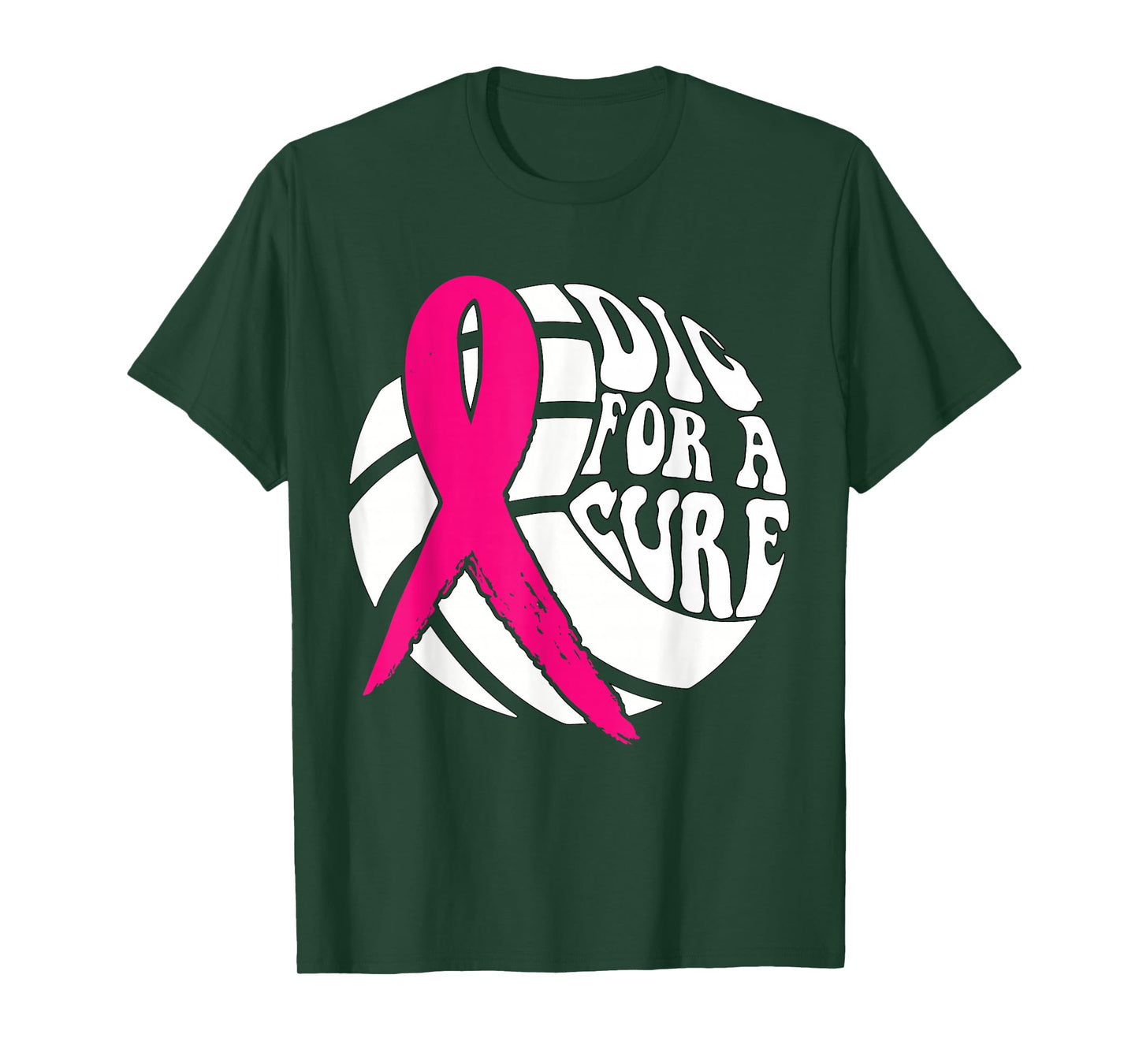 Dig For Cure Ribbon Volleyball Breast Cancer Awareness Pink T-Shirt