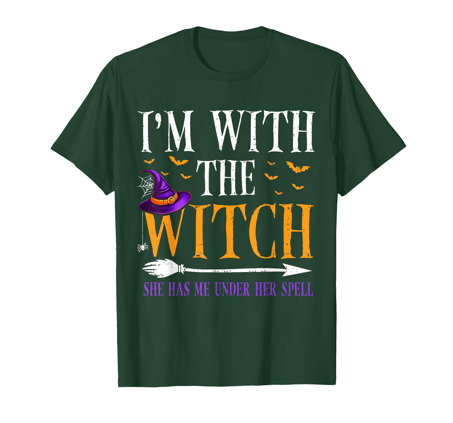 Funny Halloween Matching Couples Costume I'm with The Witch T-Shirt