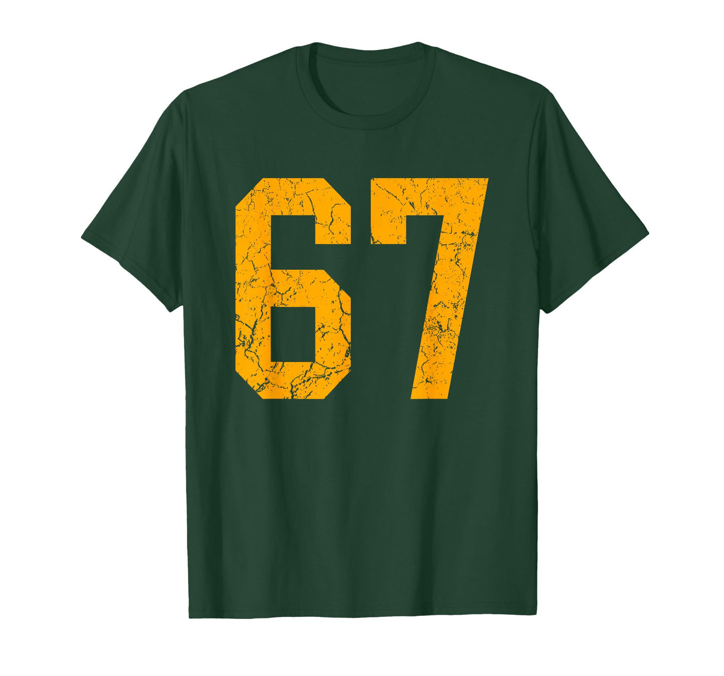 Distressed Orange Number 67 Jersey Player Uniform #67 T-Shirt