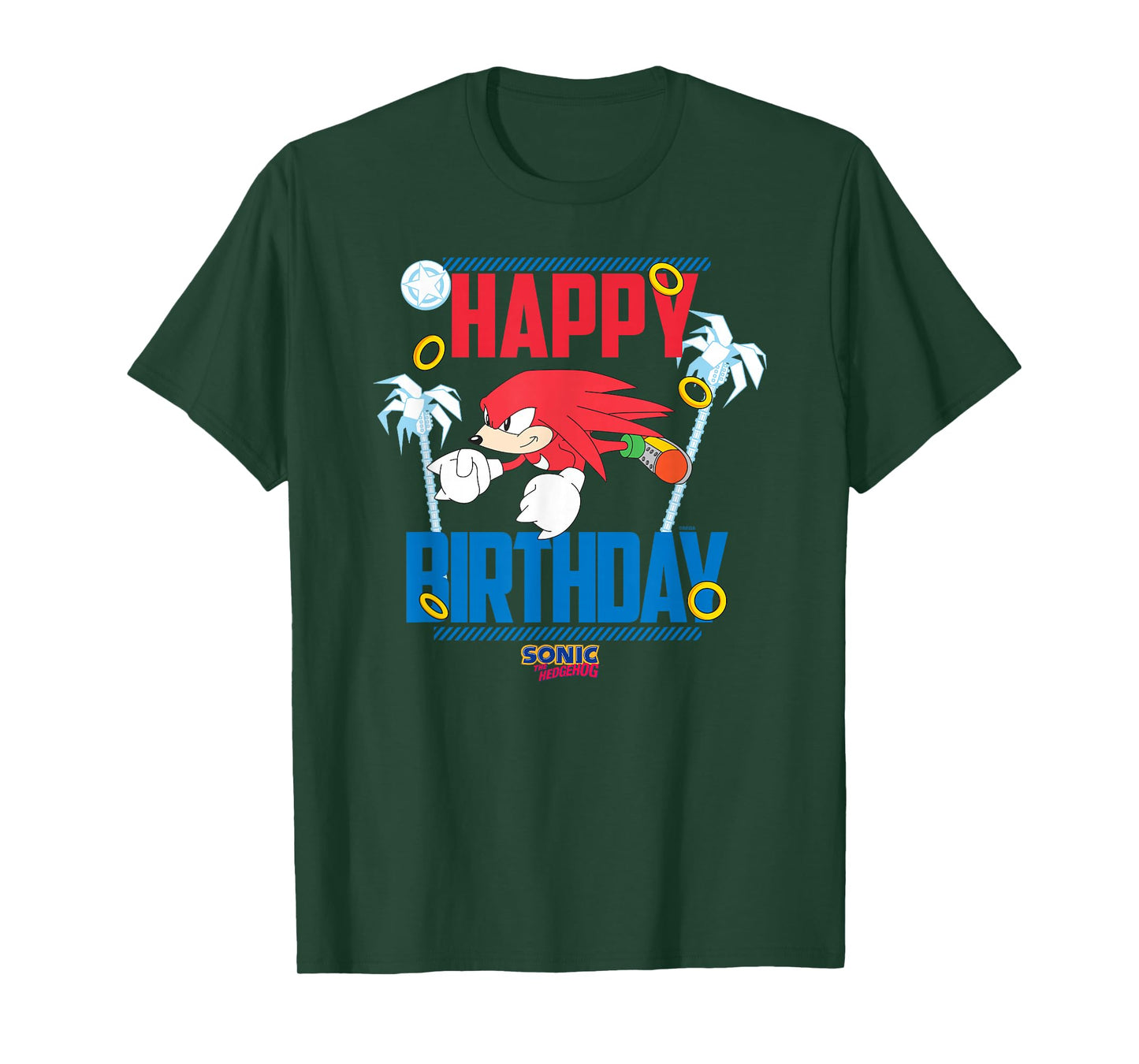 Sonic The Hedgehog Happy Birthday Knuckles Big Chest Poster T-Shirt