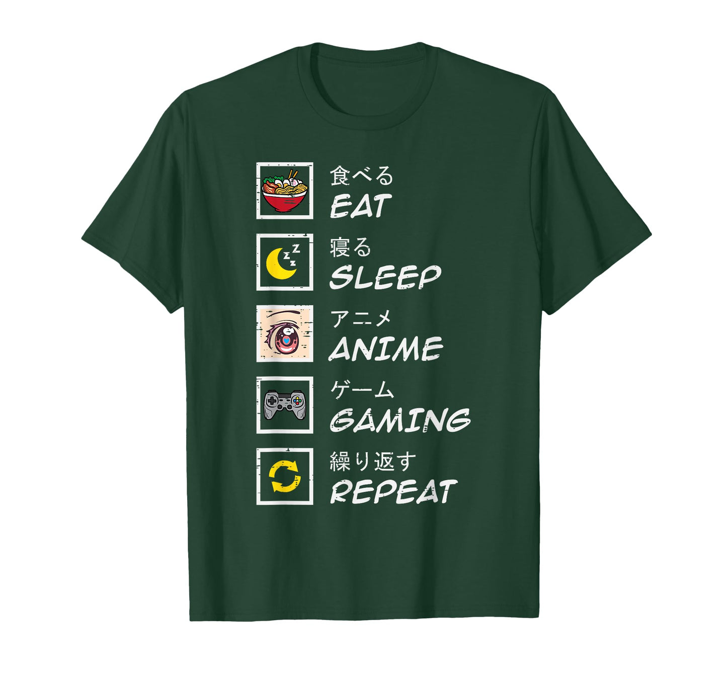 Eat Sleep Anime Gaming Repeat Gamer Teen Boys Girls Kids T-Shirt