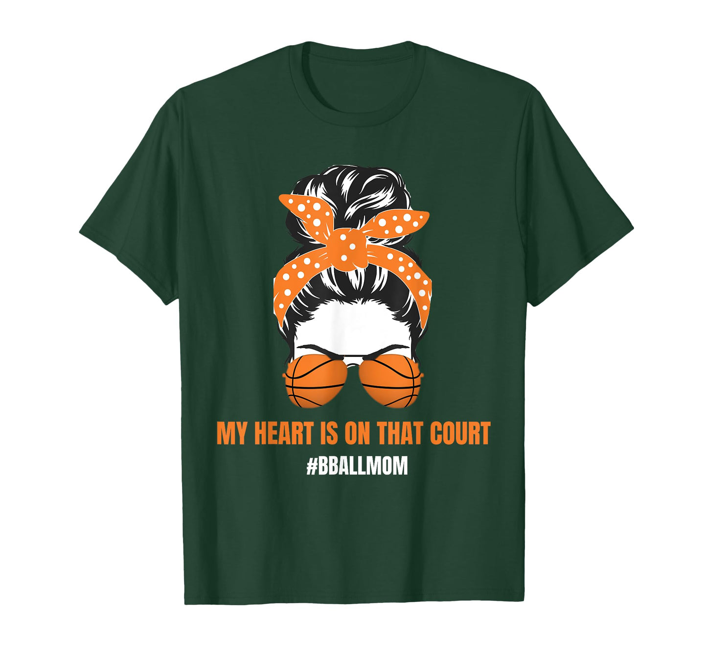 Basketball Mom Messy Bun Proud Mama Bball Basketball Glasses T-Shirt