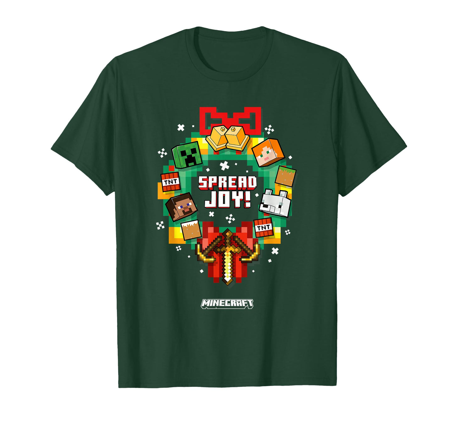 Minecraft Christmas Spread Joy! Xmas Crown Group Shot T-Shirt