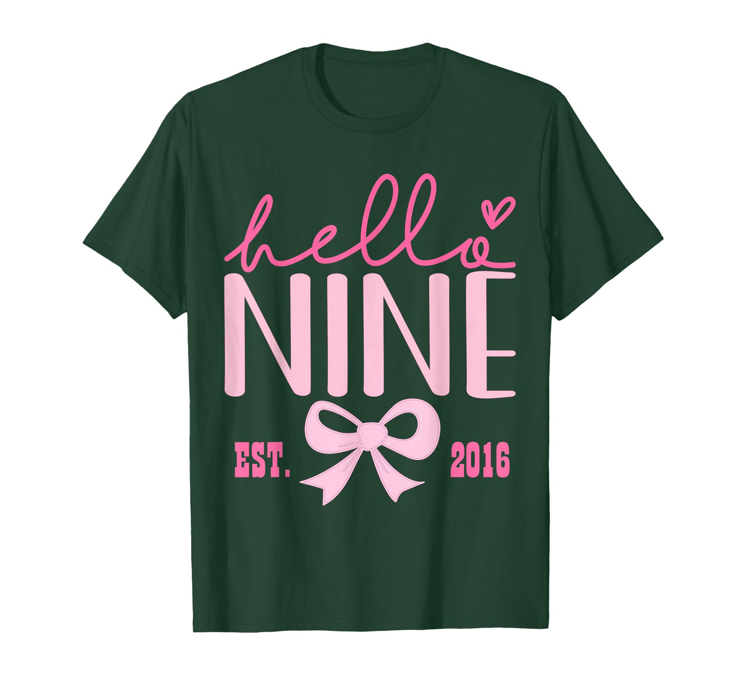 Hello Nine Est 2016 Cute Coquette Bow 9th Birthday Girls T-Shirt
