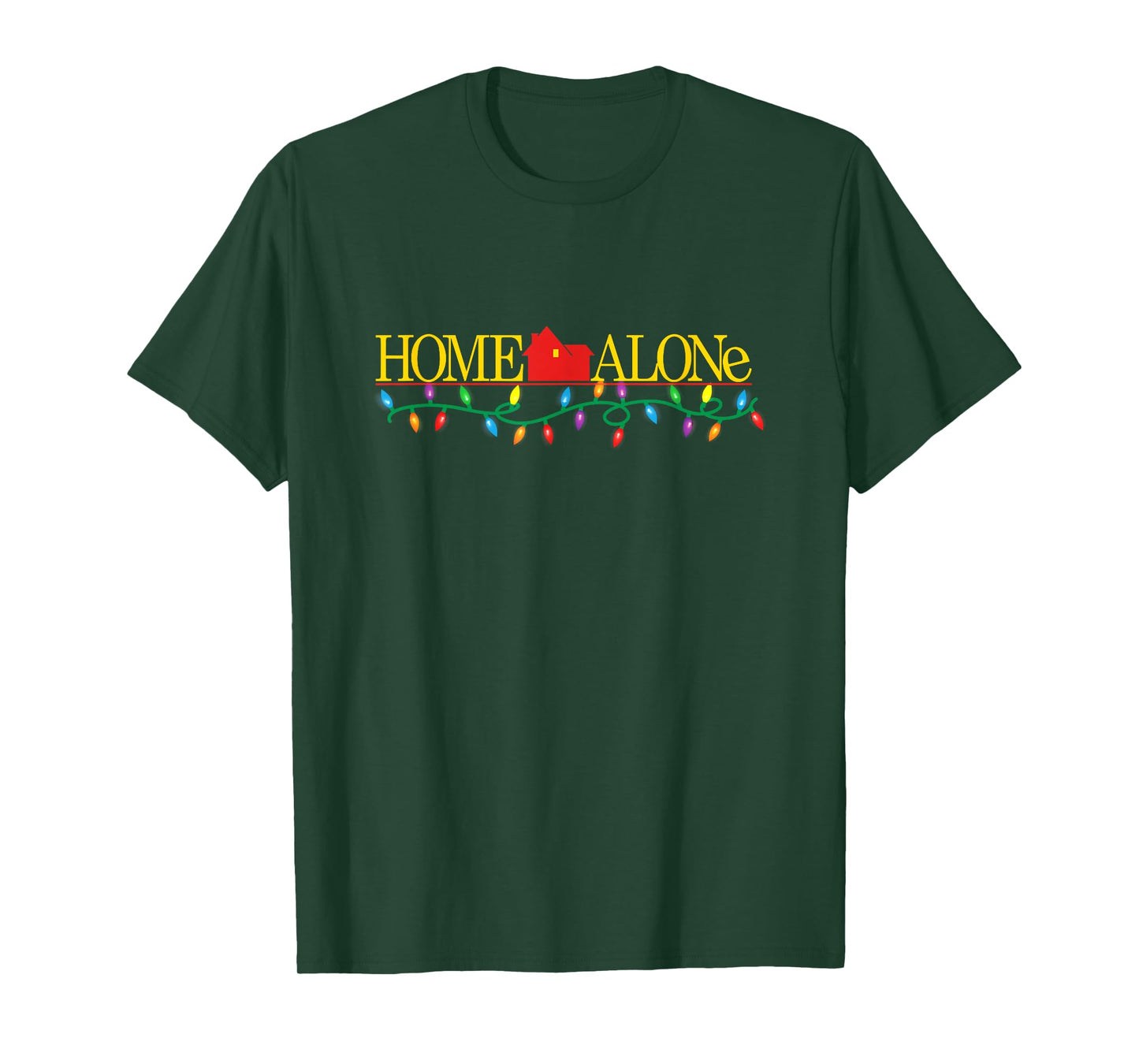 Home Alone Christmas Logo with String of Colorful Lights T-Shirt