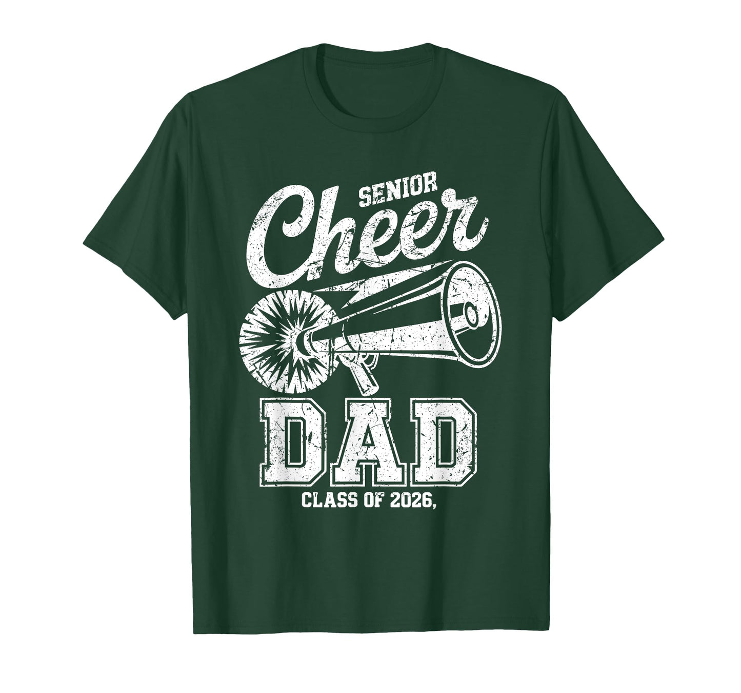Senior Cheer Dad Class of 2026 Megaphone Graphic T-Shirt