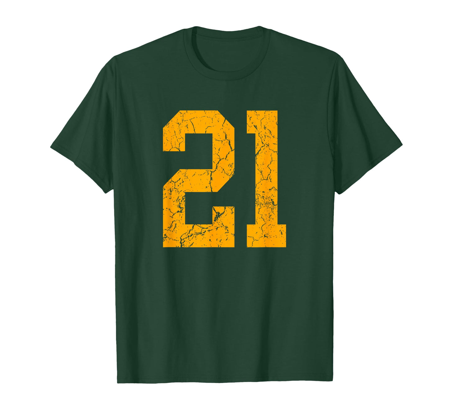 Distressed Orange Number 21 Jersey Player Uniform #21 T-Shirt