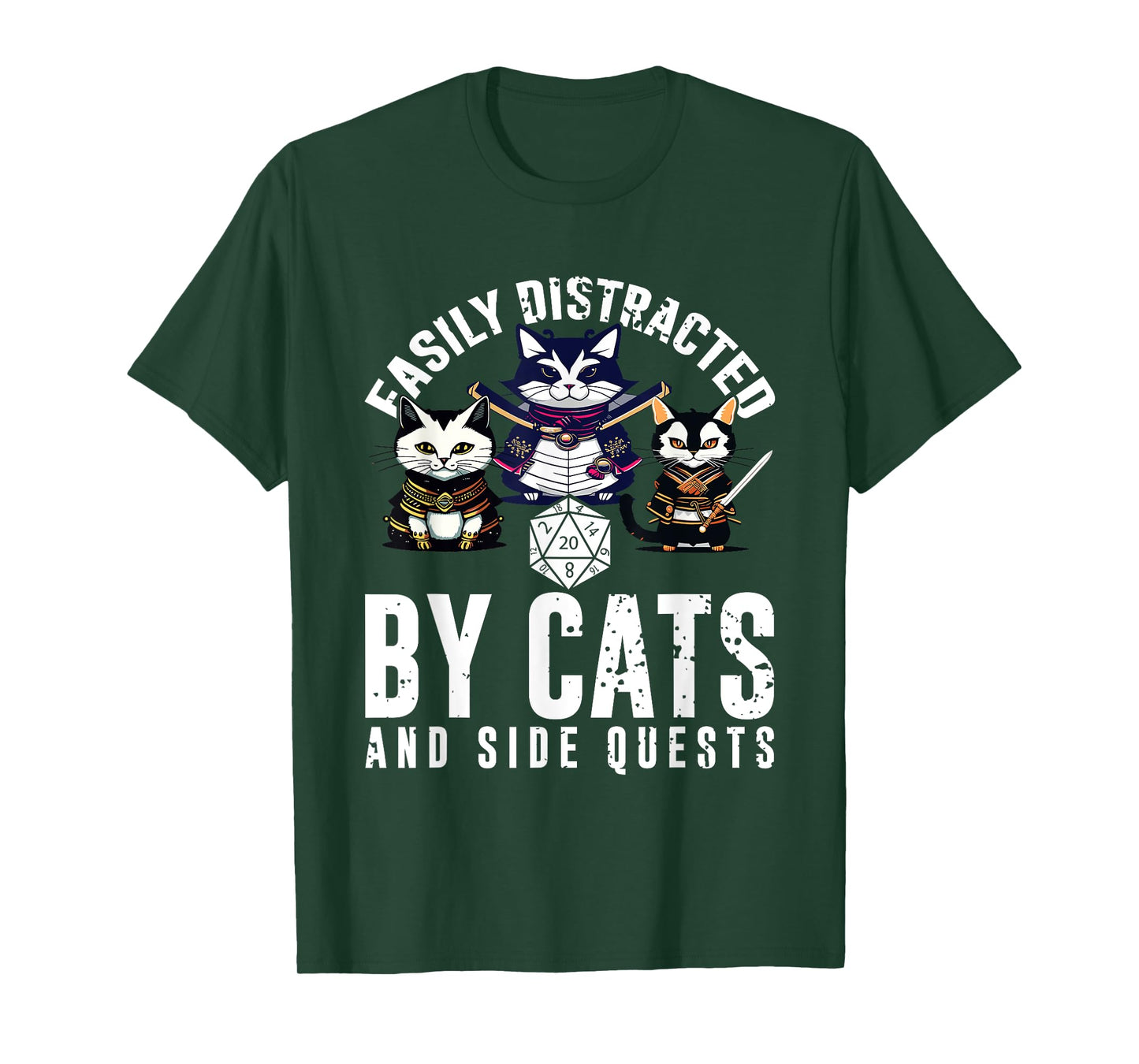 Cats Side Quest Easily Distracted Side Quests Gaming Dice T-Shirt