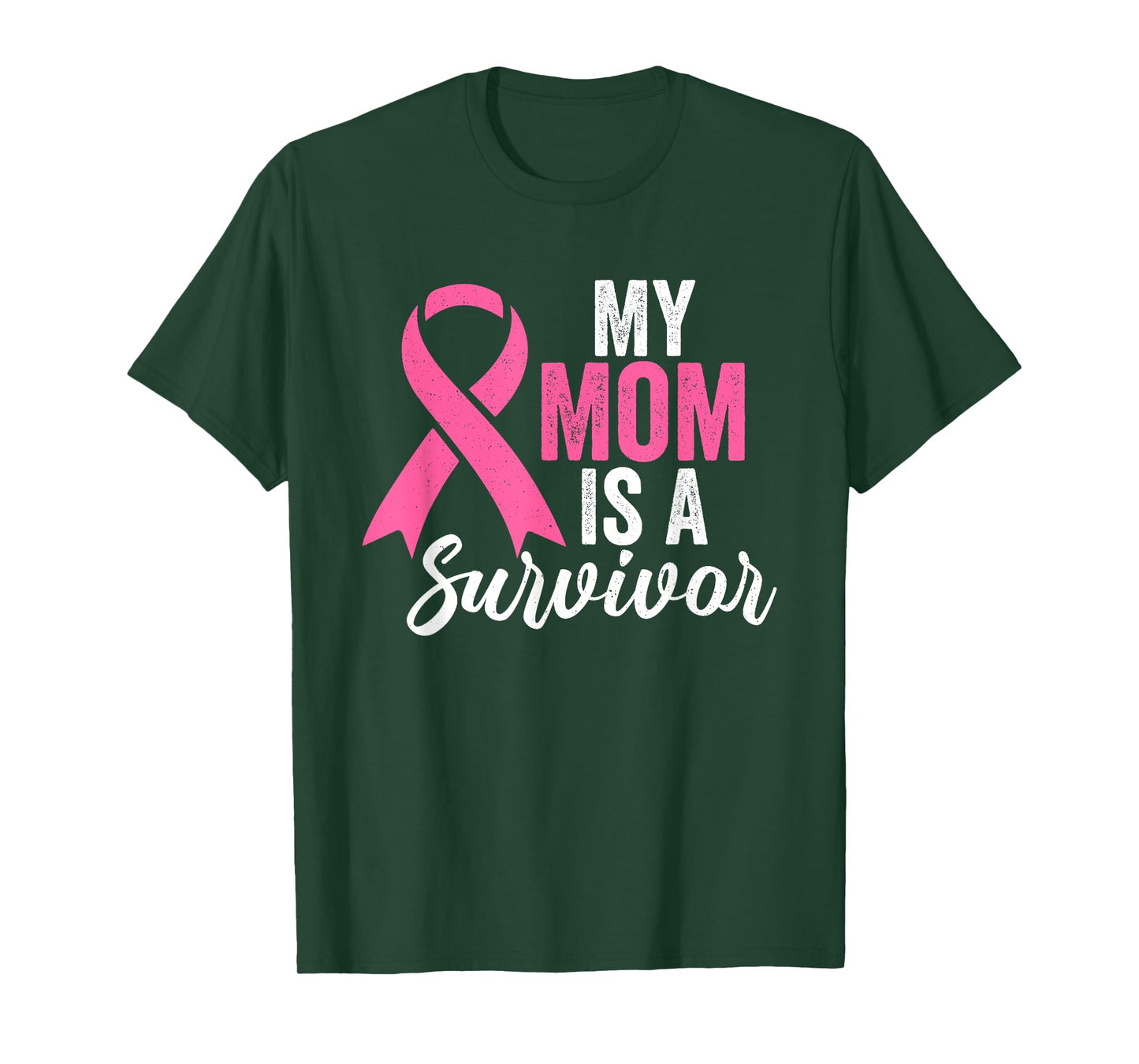 My Mom Is A Survivor Breast Cancer Awareness Pink Ribbon T-Shirt