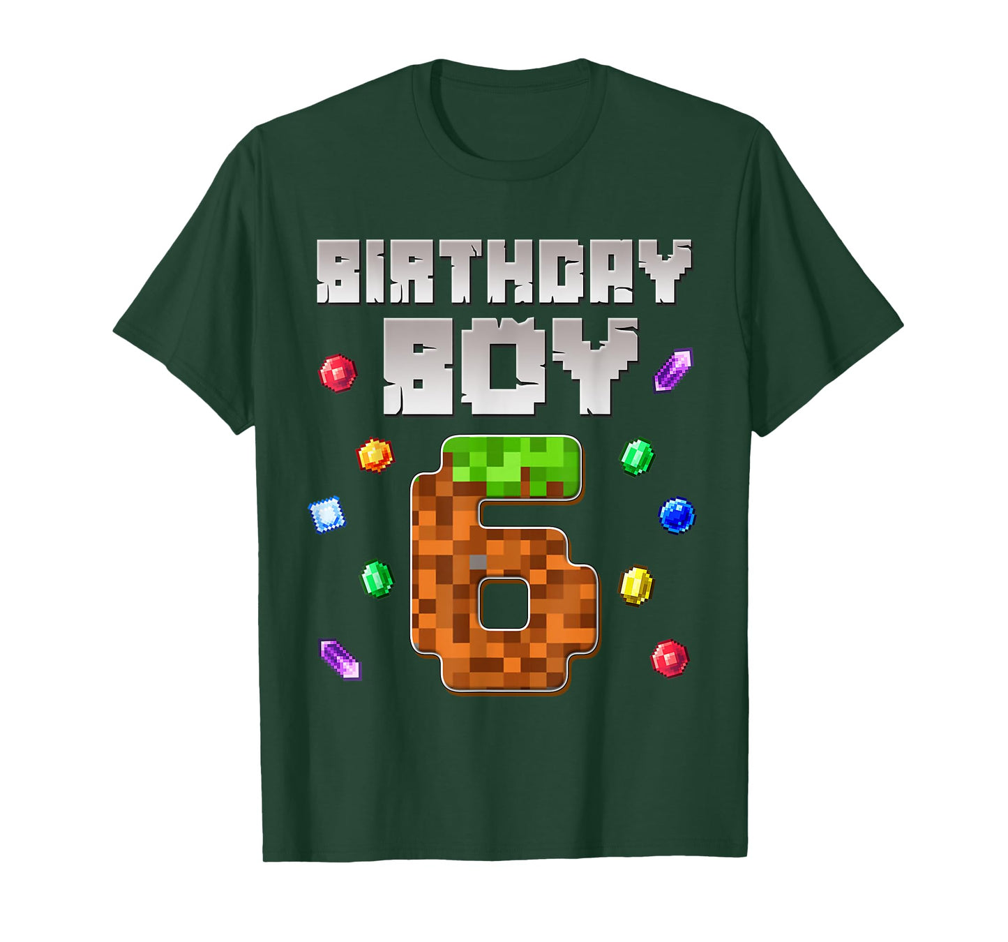 Birthday Boy Kids 6th Birthday 6 Year Old Gamer Pixel T-Shirt