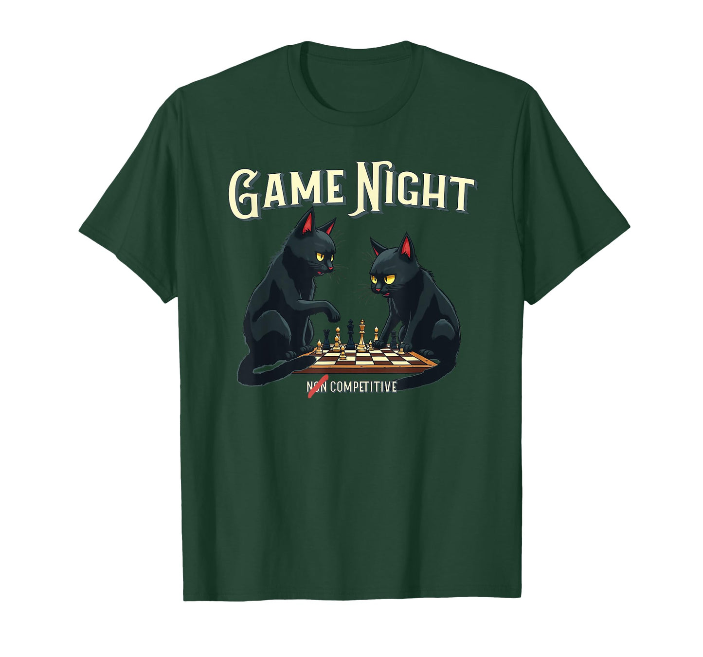 Funny Game Night Competitive Cats Playing Chess T-Shirt