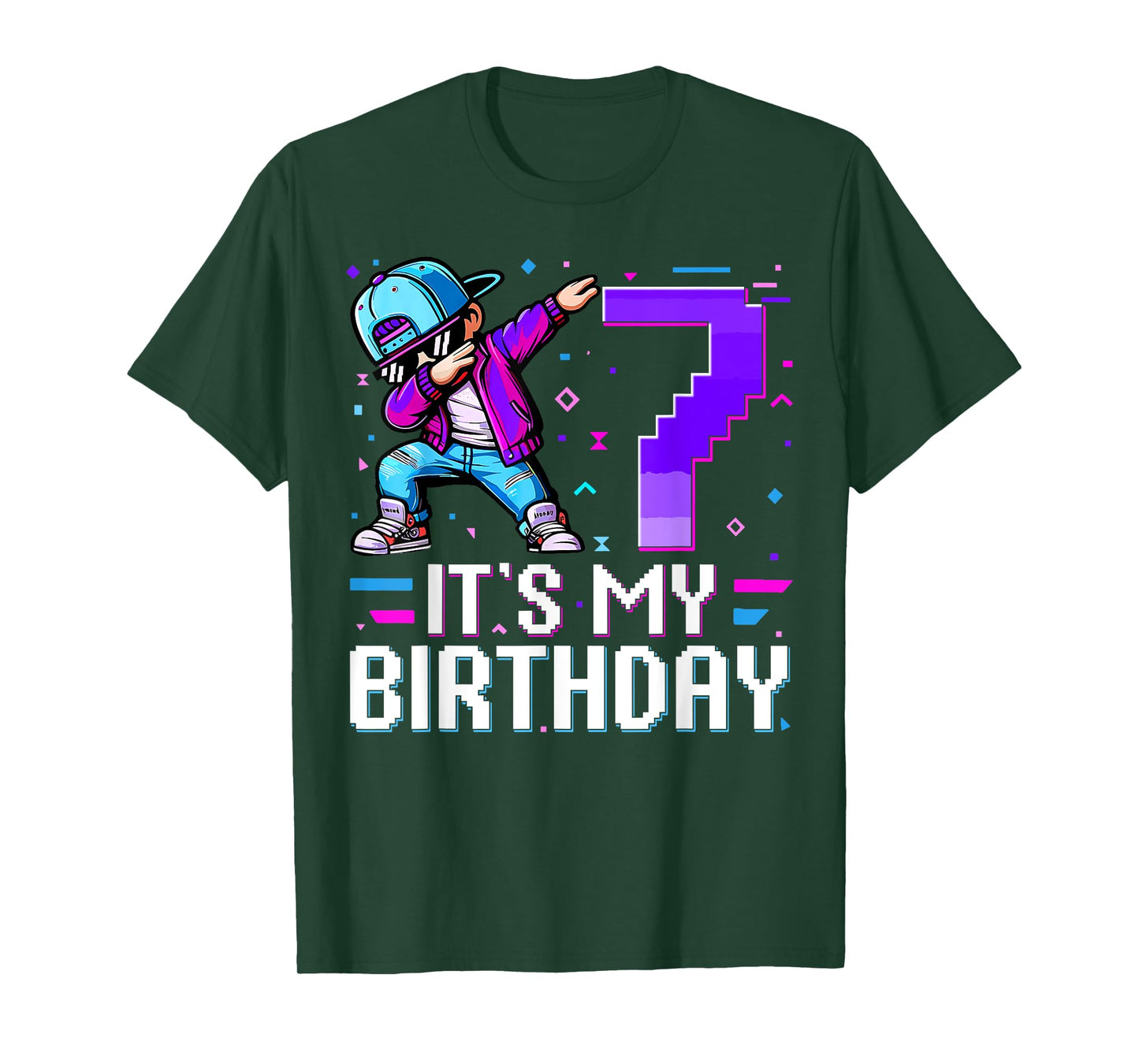It's My Birthday 7th Birthday Boy Dabbing 7 Year Old Gaming T-Shirt