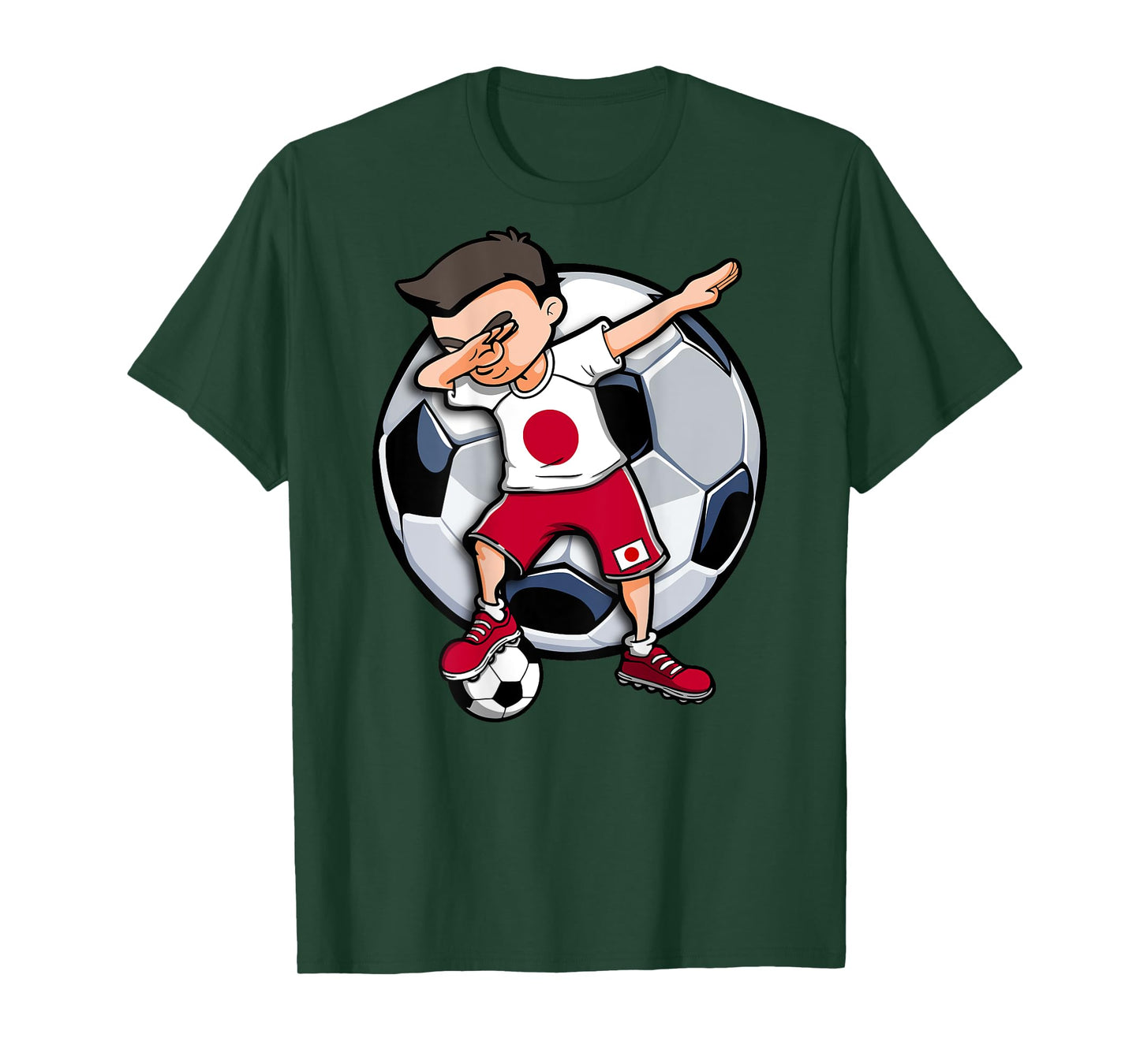 Dabbing Soccer Boy Japan Football Fans Jersey Japanese Flag T-Shirt