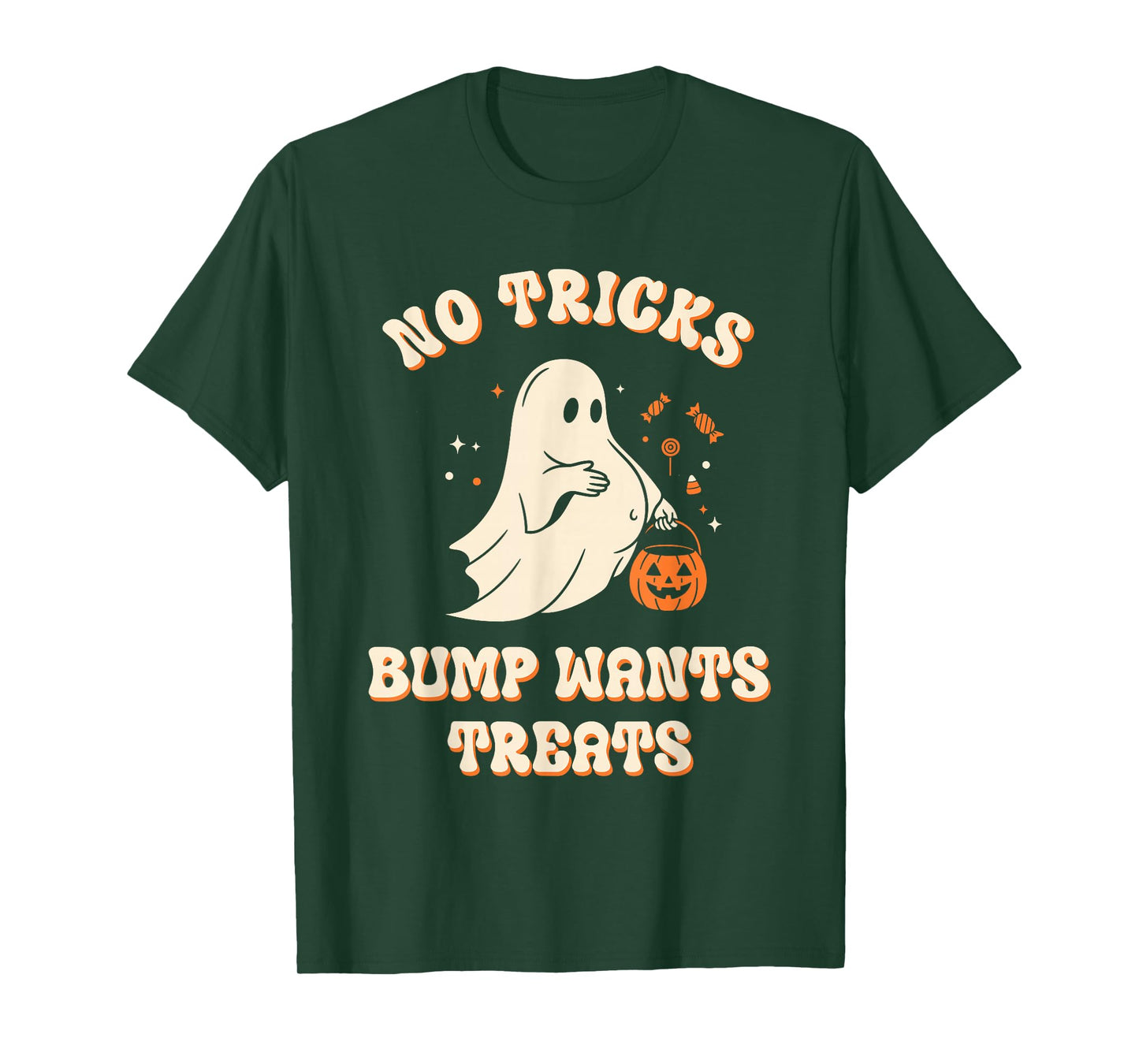 Pregnant Ghost Lazy Trick Or Treat Dress Funny Halloween T-Shirt