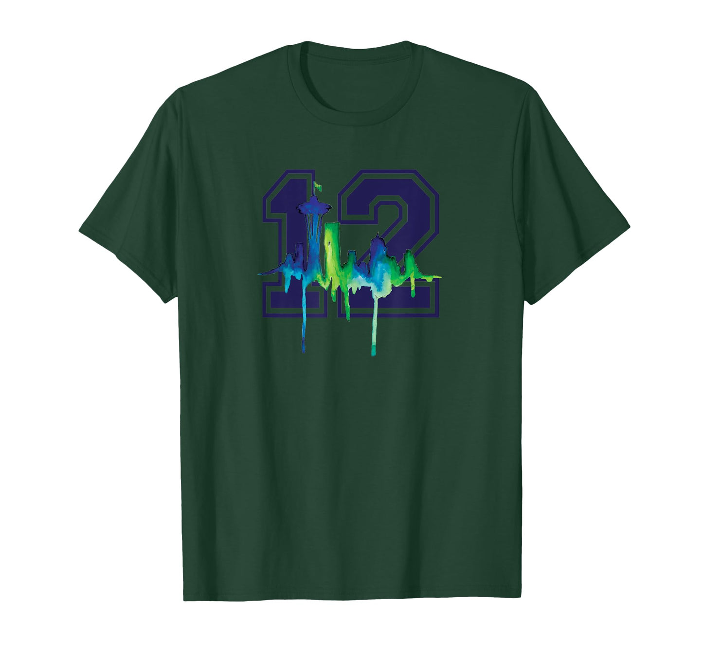 Seattle Football Fan - city skyline 12 watercolor T-Shirt