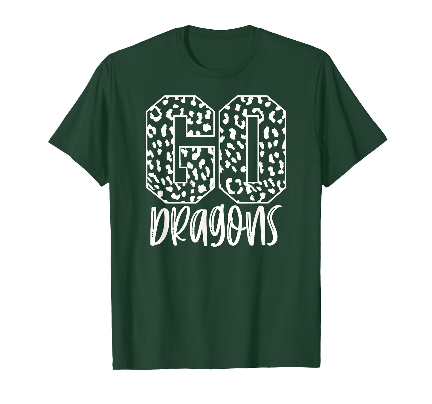 Dragons Team Mascot School Spirit Game Night Leopard Print T-Shirt