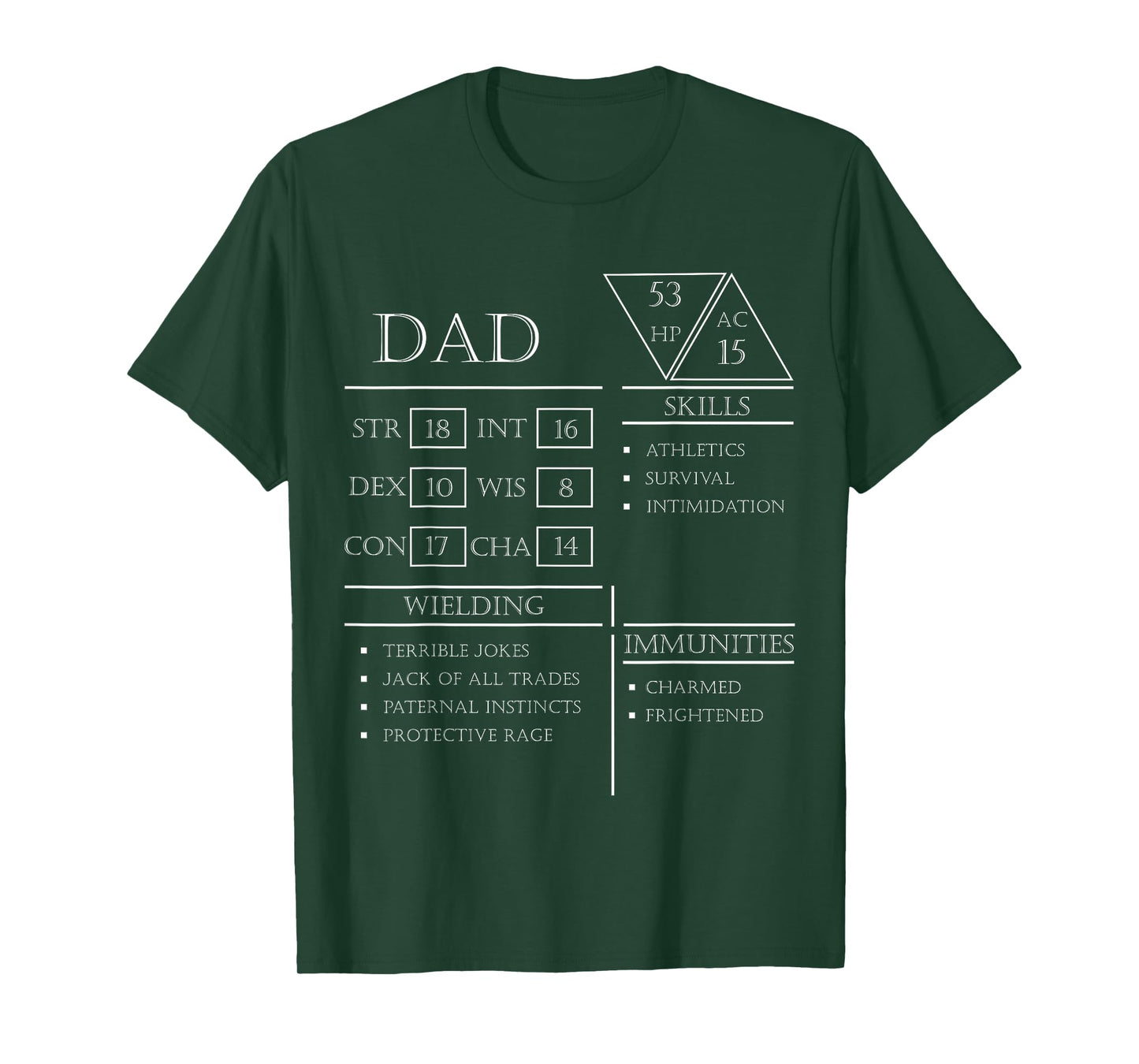 Roleplaying Dice Gamer Dragon Dad Stat Skills Wielding T-Shirt