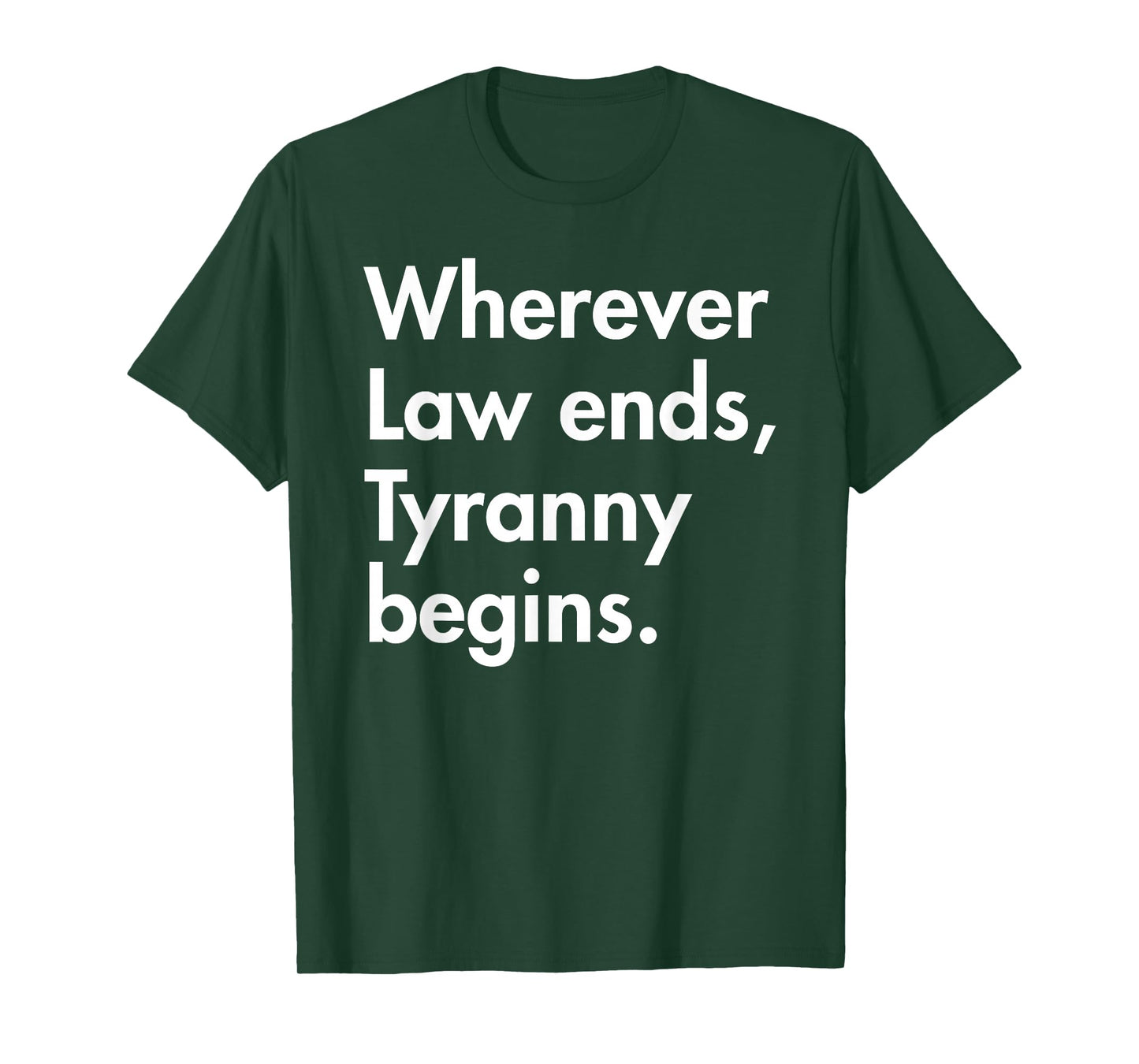 Wherever Law Ends, Tyranny Begins. - John Locke T-Shirt