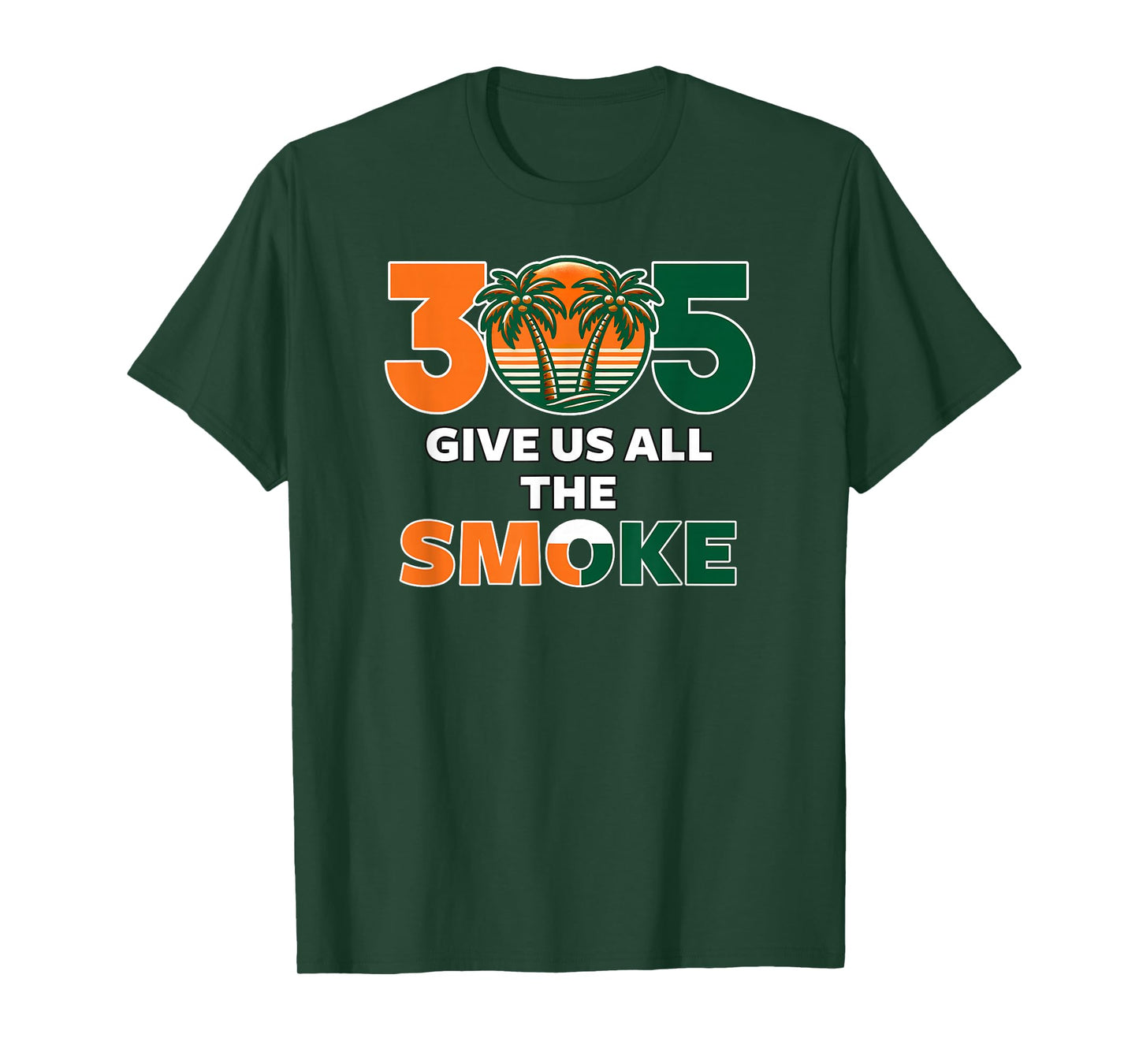 Miami 305 Give Us All The Smoke Palm Trees Sunset Design T-Shirt