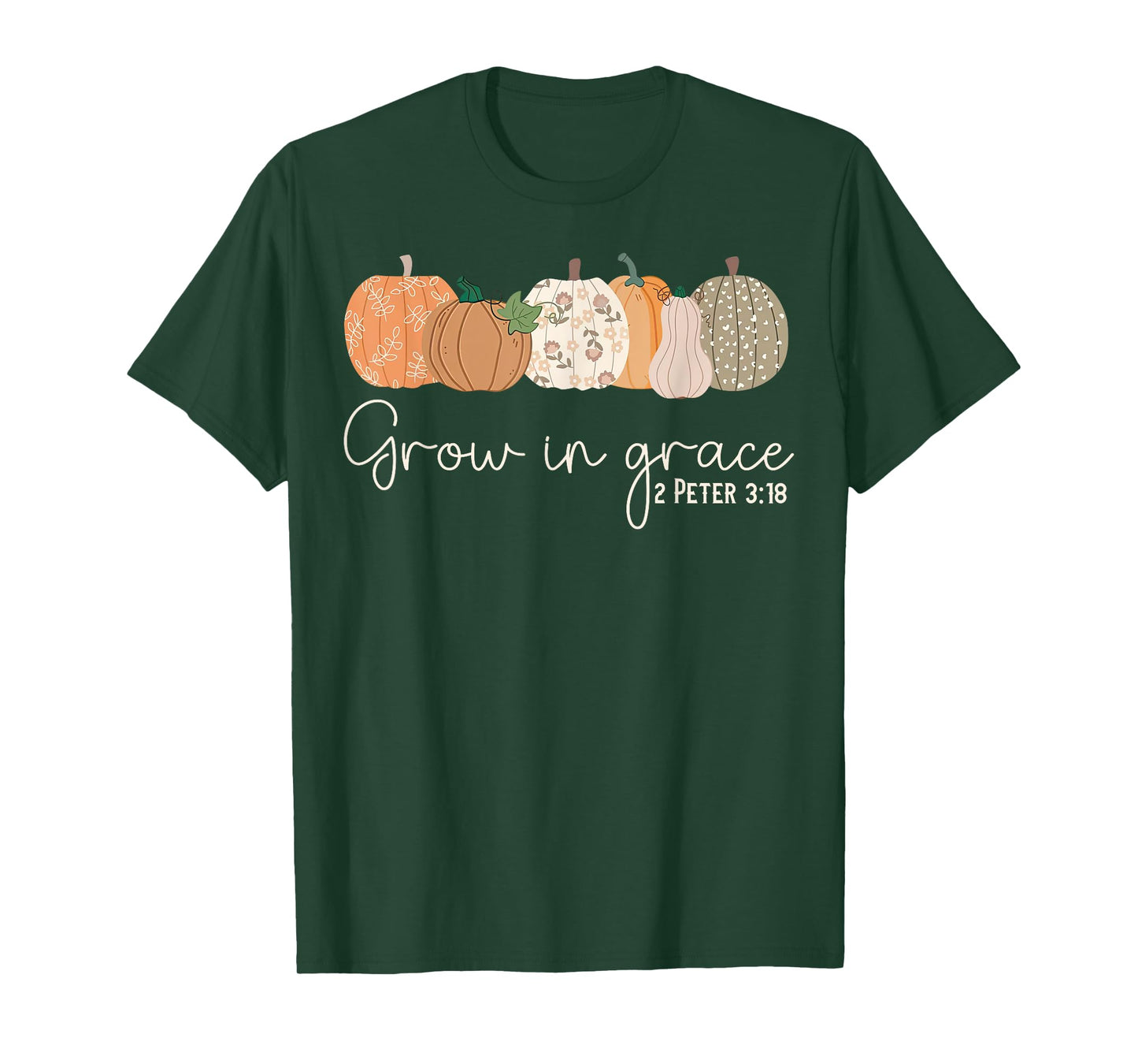 Grow in Grace Pumpkins Fall Thanksgiving Christian Religious T-Shirt