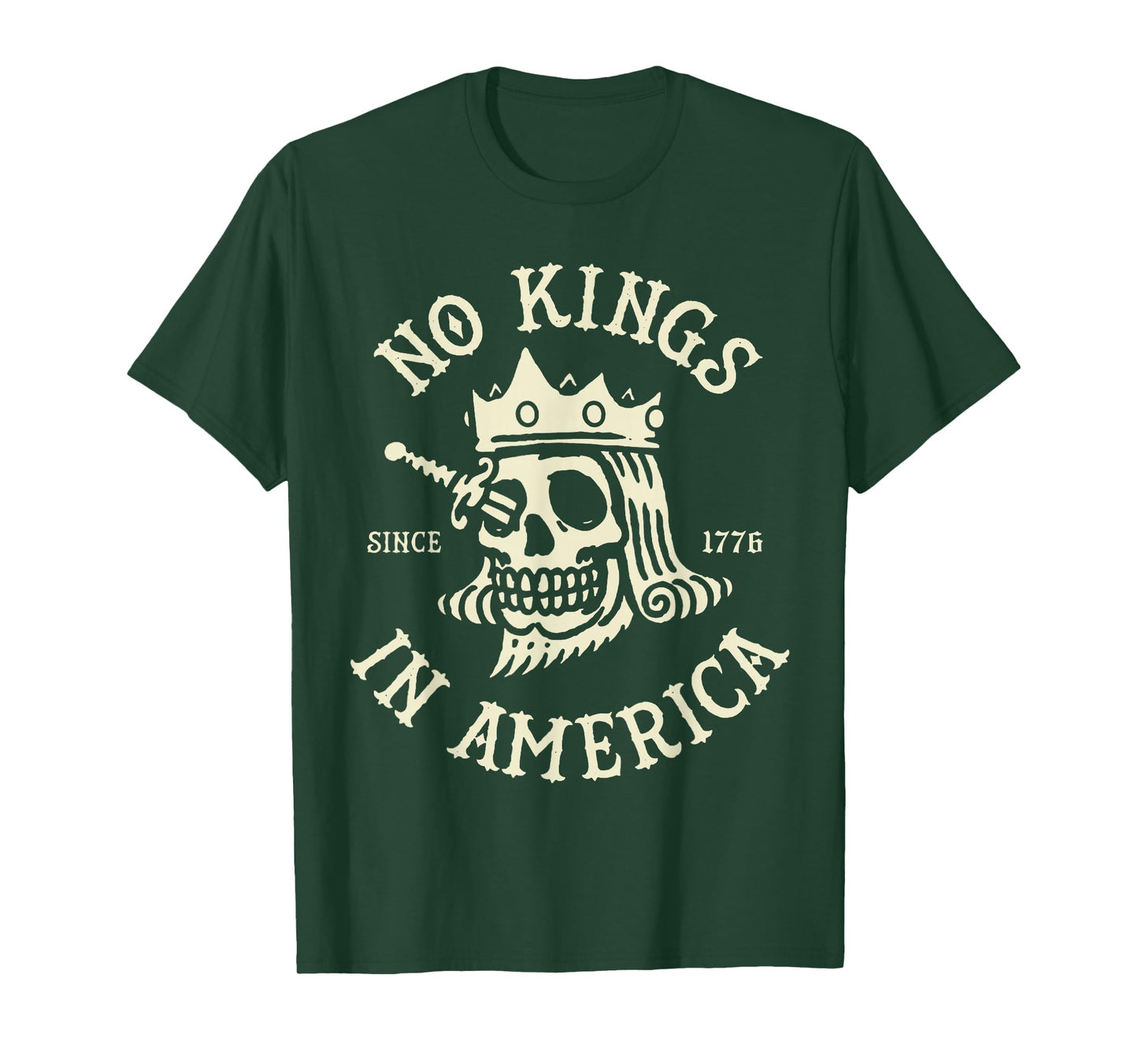 No Kings in America Since 1776 Patriotic Skull Art T-Shirt