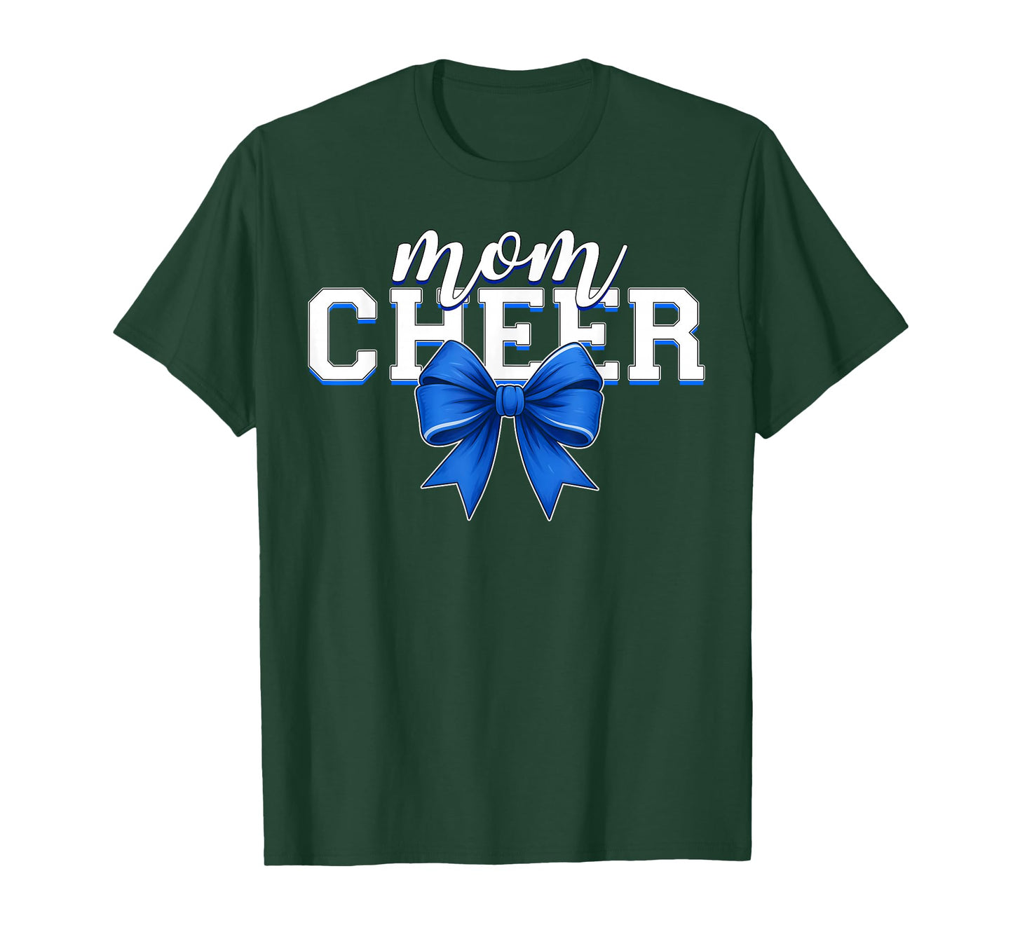 Cheer Mom Blue Bow Cheerleader Competition Game Day T-Shirt