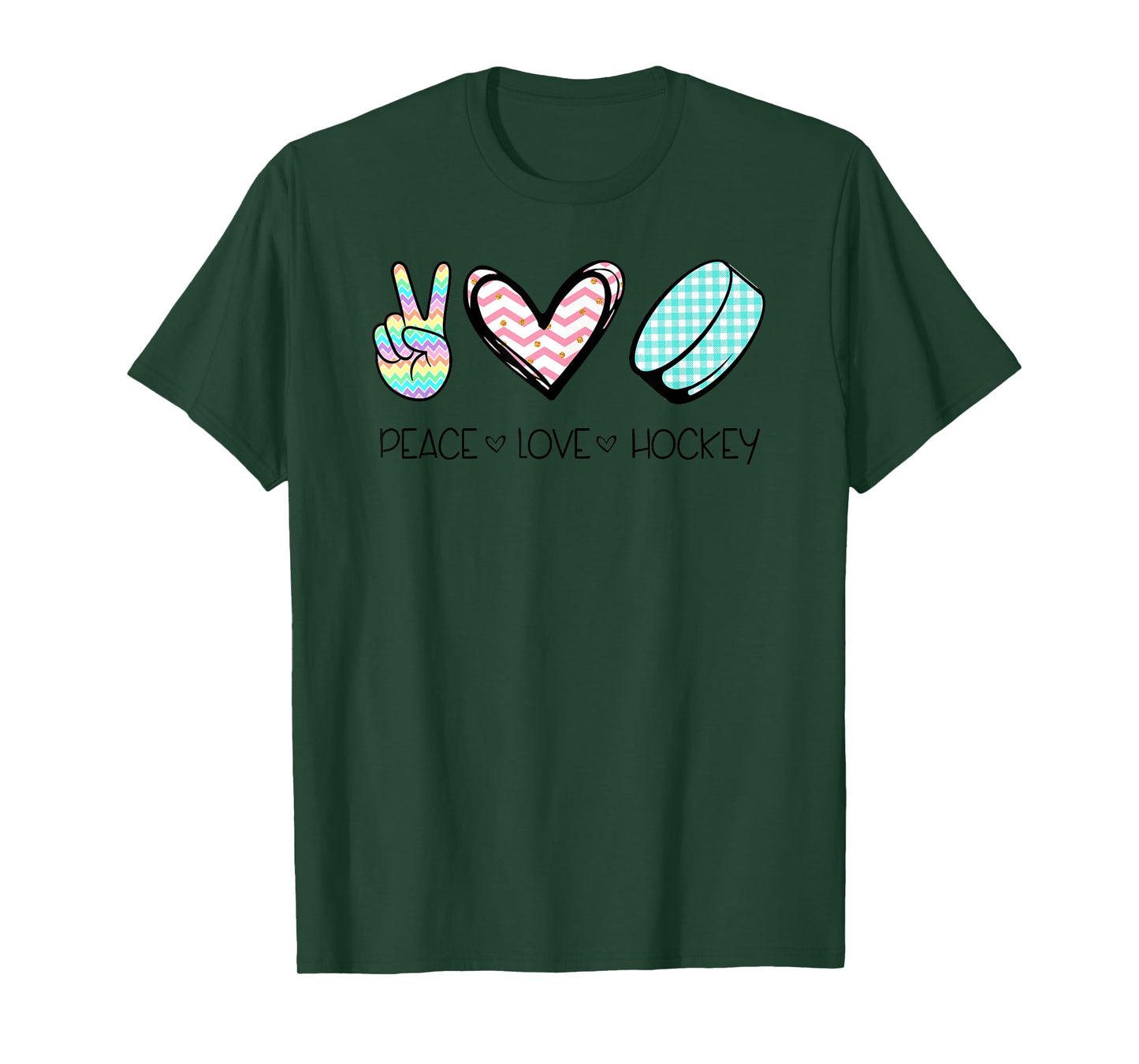 Peace Love Hockey Cute Design for Women Teen Girls T-Shirt