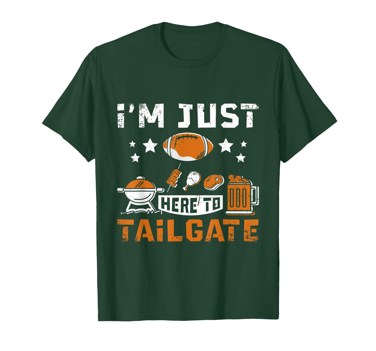 Football Fan Tailgate Party Sports Apparel I'm Just Here to Tailgate T-Shirt - Black, Small, Unisex-Adults, Short Sleeve, Classic Fit, Cotton 60% Polyester 40%