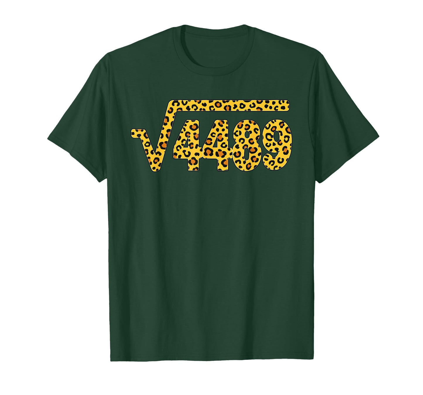 6 7 Leopard Pattern Meme Square Root 4489 Slang Math Teacher T-Shirt