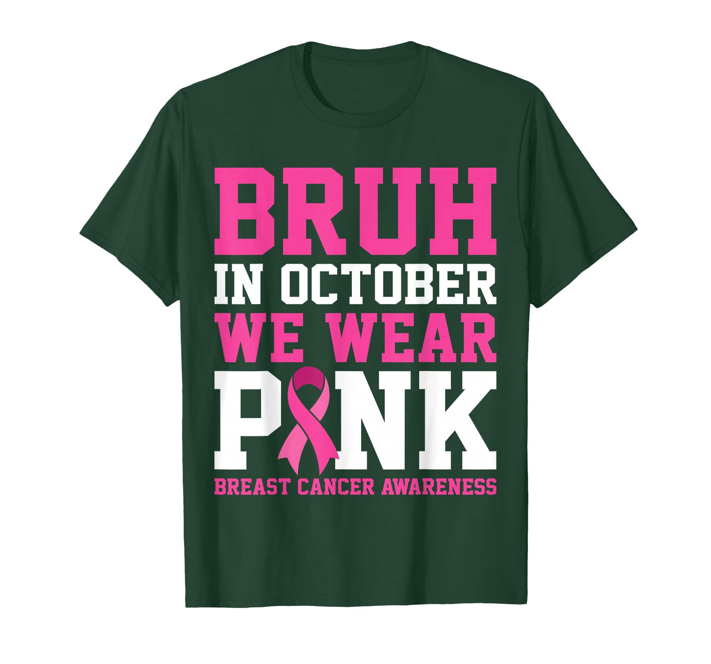 Bruh In October Wear Pink Breast Cancer Awareness Kids Boys T-Shirt