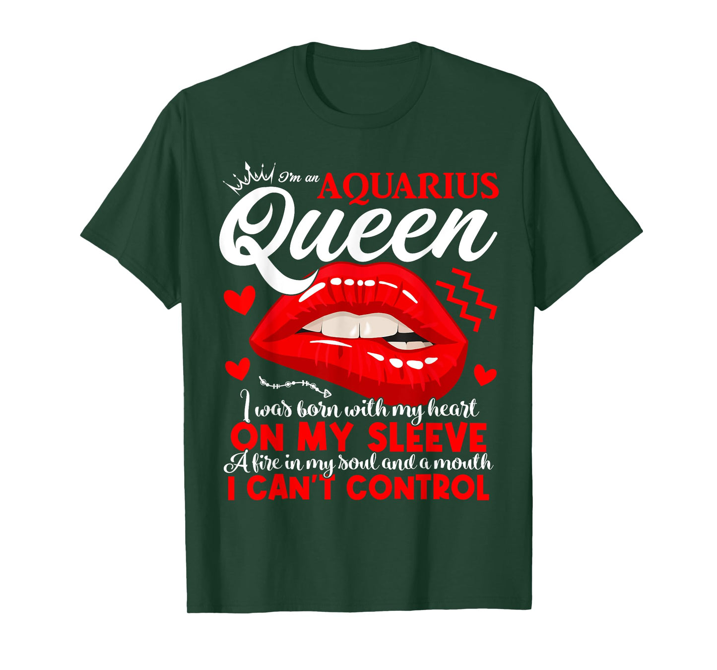 Aquarius Queen Aquarius Zodiac Sign Women Girls Birthday Lip T-Shirt