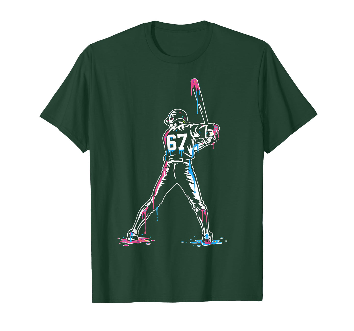 Baseball Ice Cream Drip 67 Boys and Girls Batter Game Day T-Shirt