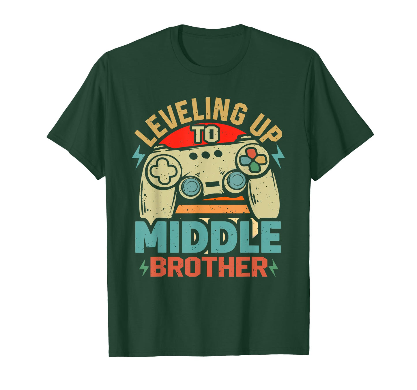 Leveling Up To Middle Brother Funny Gamer Gaming T-Shirt