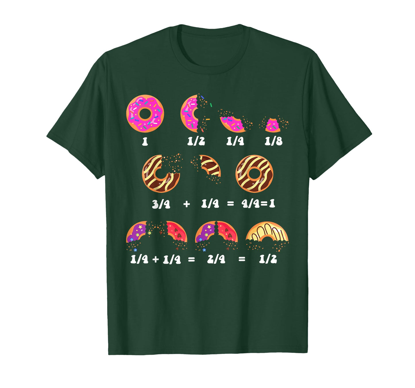 Maths Day Costume Idea Kids Teachers Donut Fraction Math T-Shirt