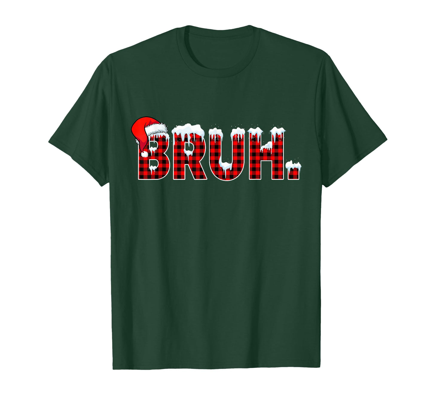 Bruh Funny Christmas Plaid Teens Boys Kids Xmas Pajamas T-Shirt